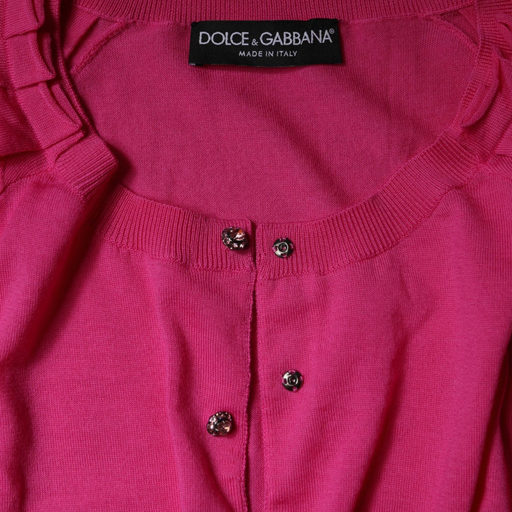 Dolce & Gabbana Pink Wool Button Down Cardigan Sweater