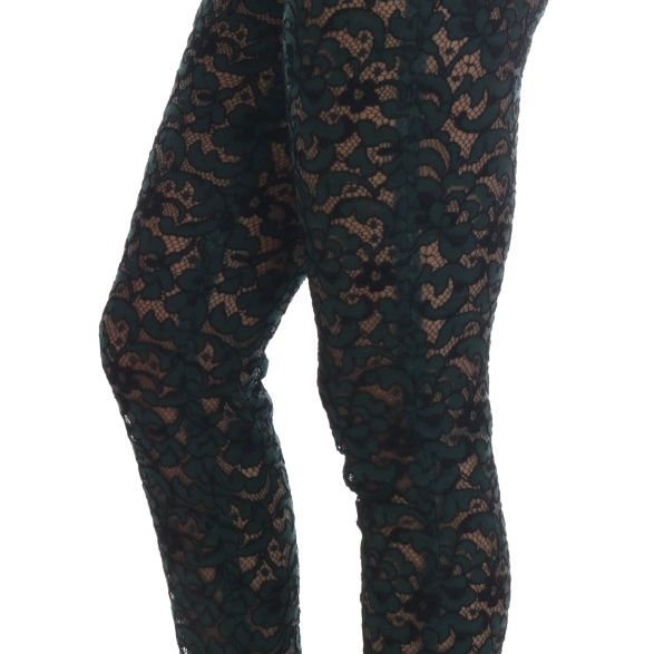 Dolce & Gabbana Green Floral Lace Leggings Pants