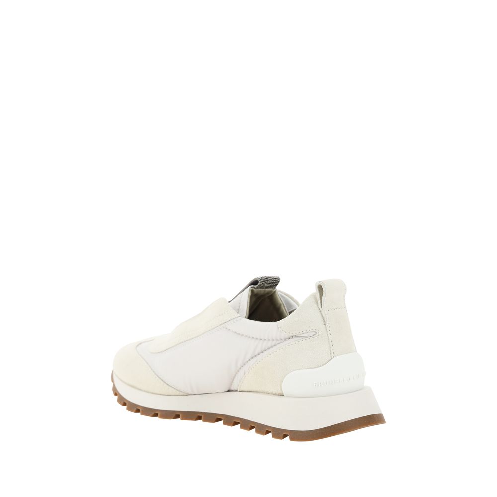 Brunello Cucinelli White Nylon Low Top Sneakers