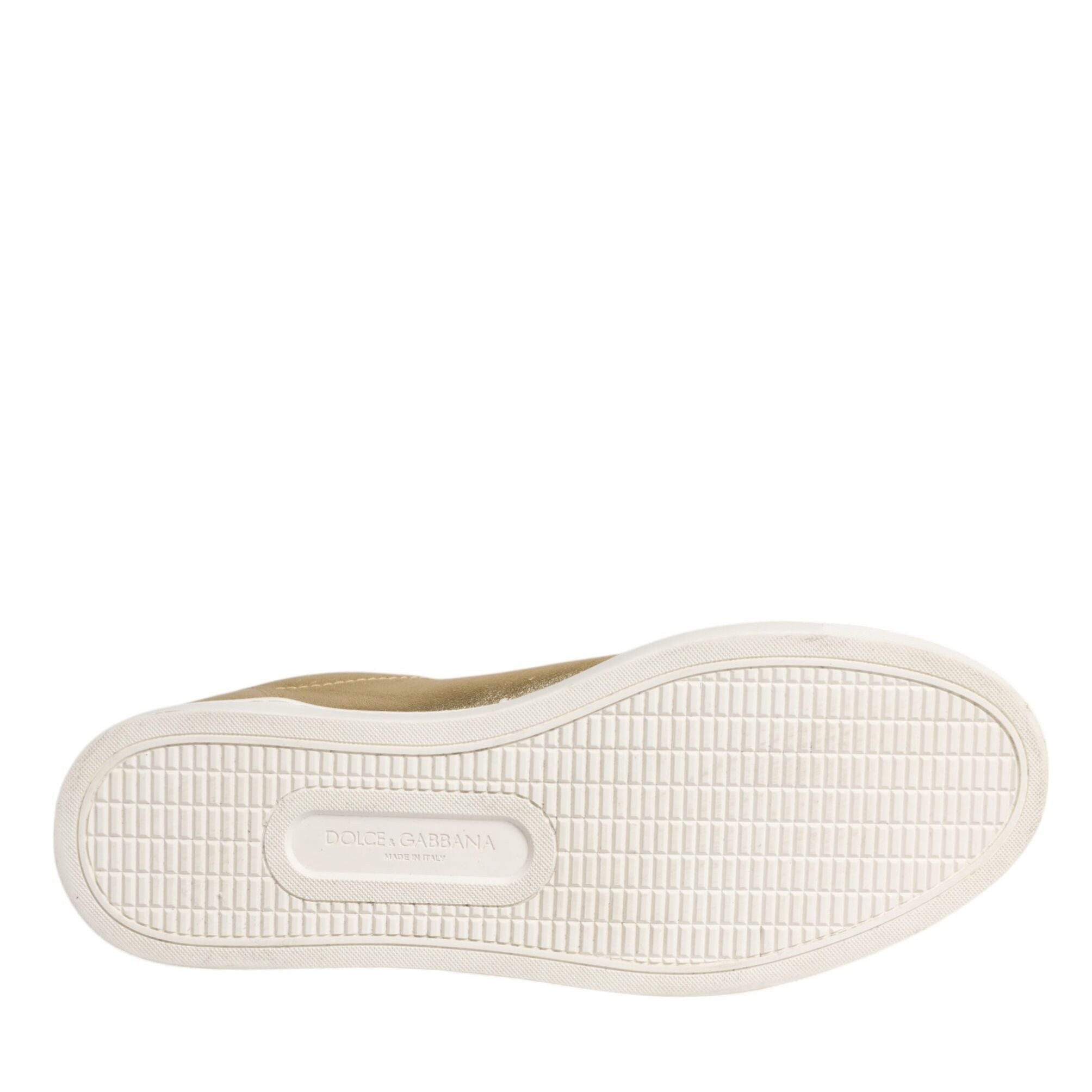 Dolce & Gabbana Gold Leather Logo London Men Sneakers Shoes