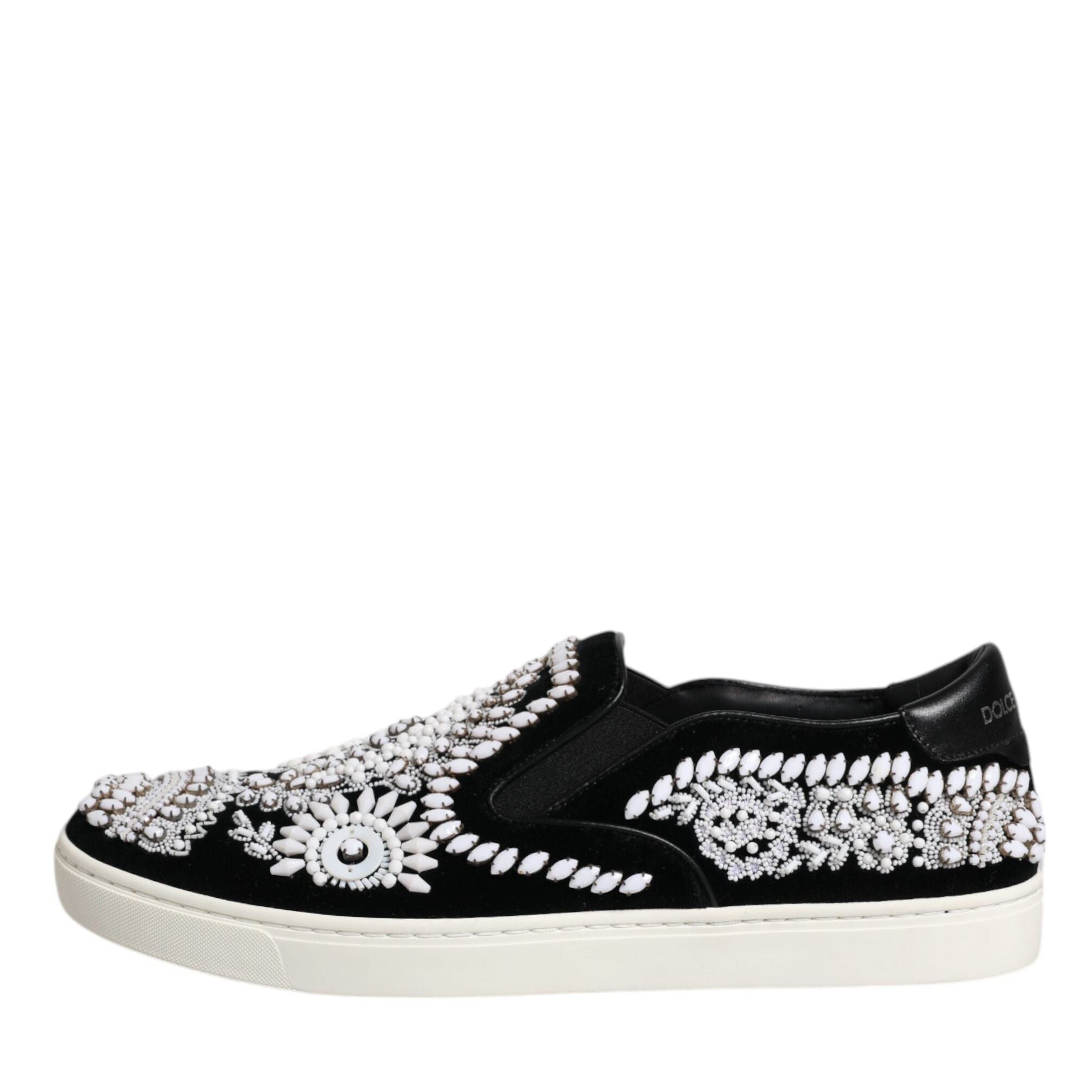 Dolce & Gabbana Black Embellished London Men Slip On Shoes