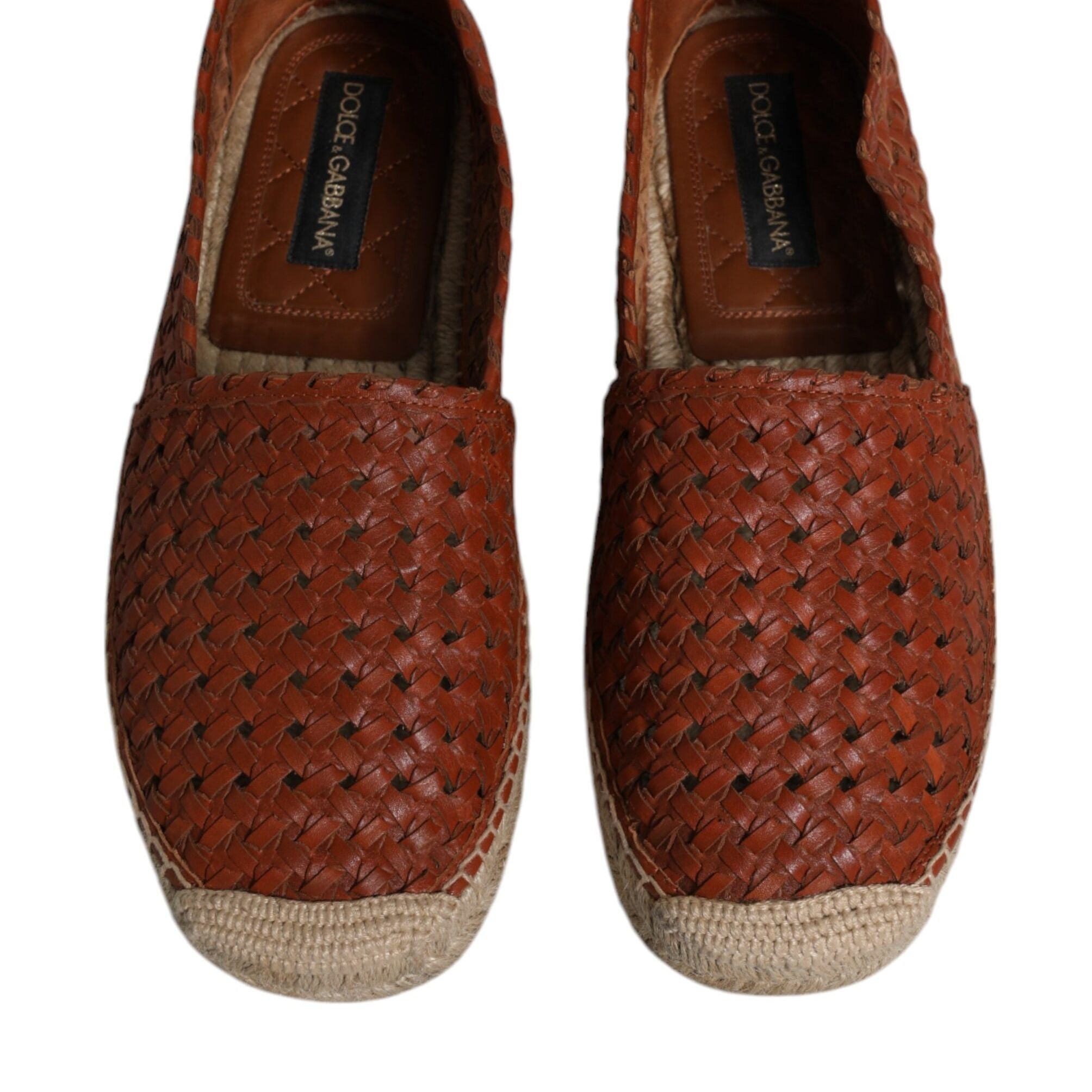 Dolce & Gabbana Maroon Woven Leather Men Espadrille Shoes