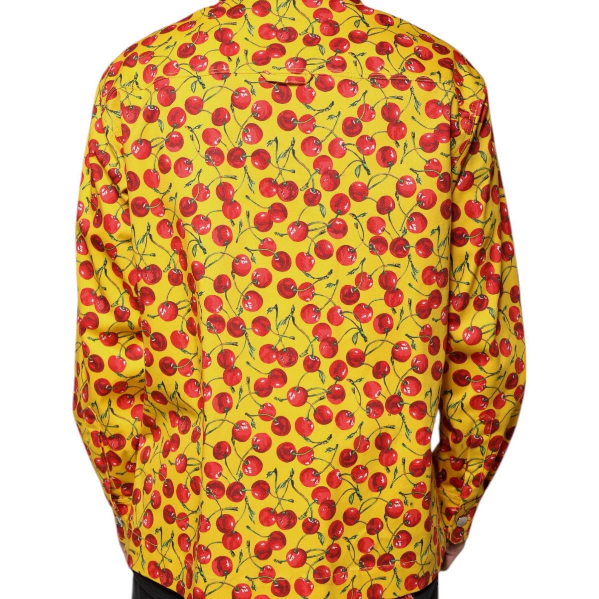 Dolce & Gabbana Yellow Cherry Button Down Men Casual Shirt