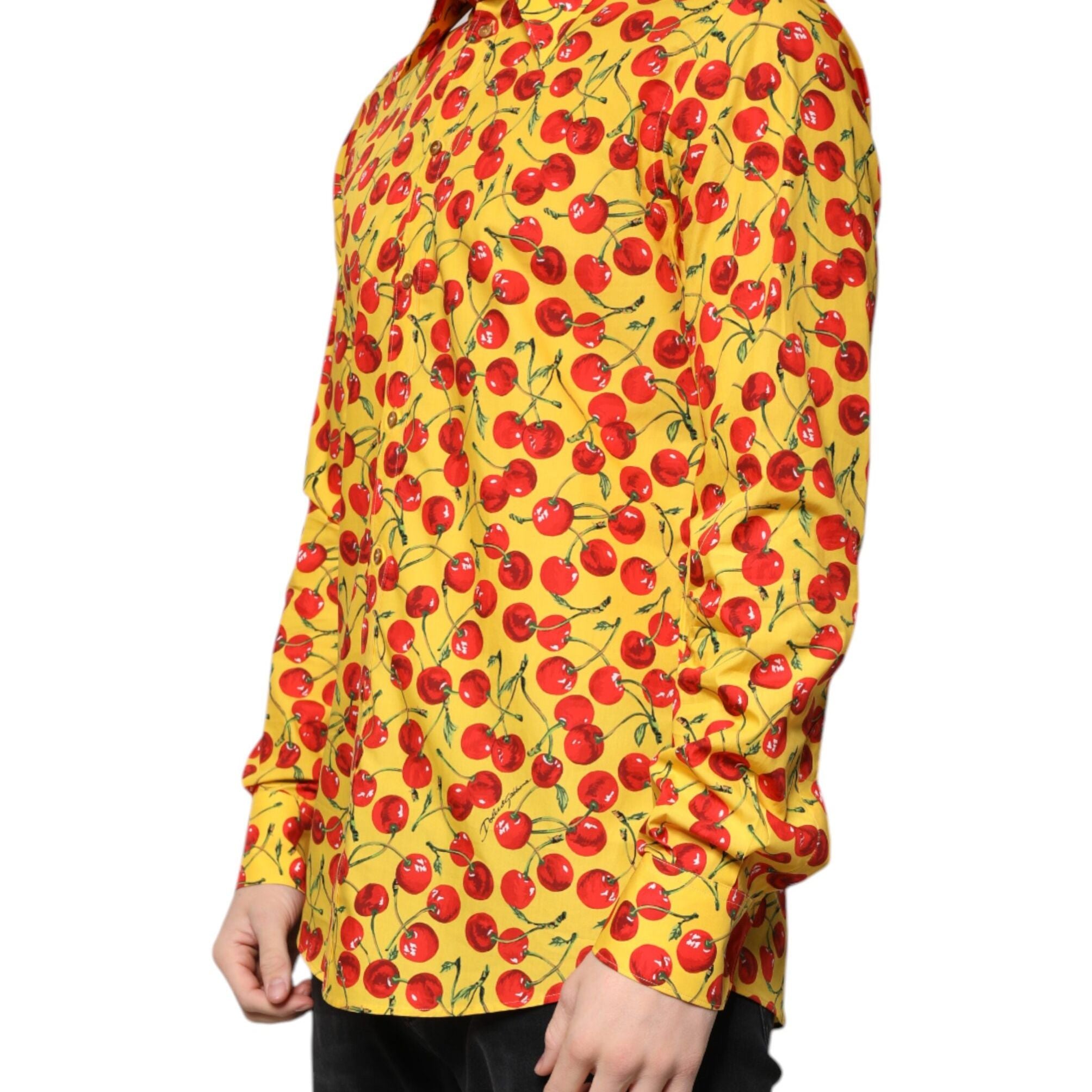 Dolce & Gabbana Yellow Cherry Cotton MARTINI Dress Shirt