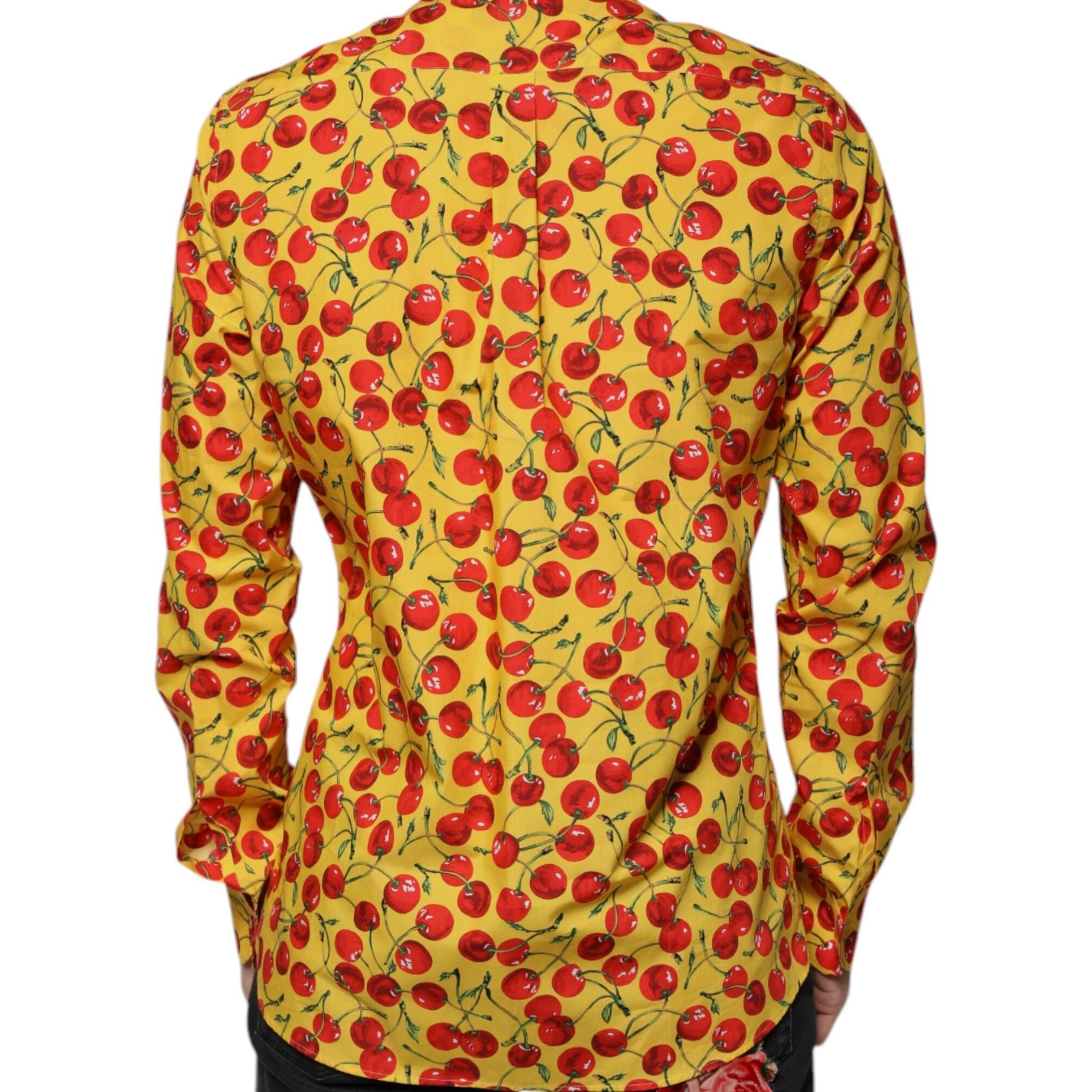 Dolce & Gabbana Yellow Cherry Cotton MARTINI Dress Shirt
