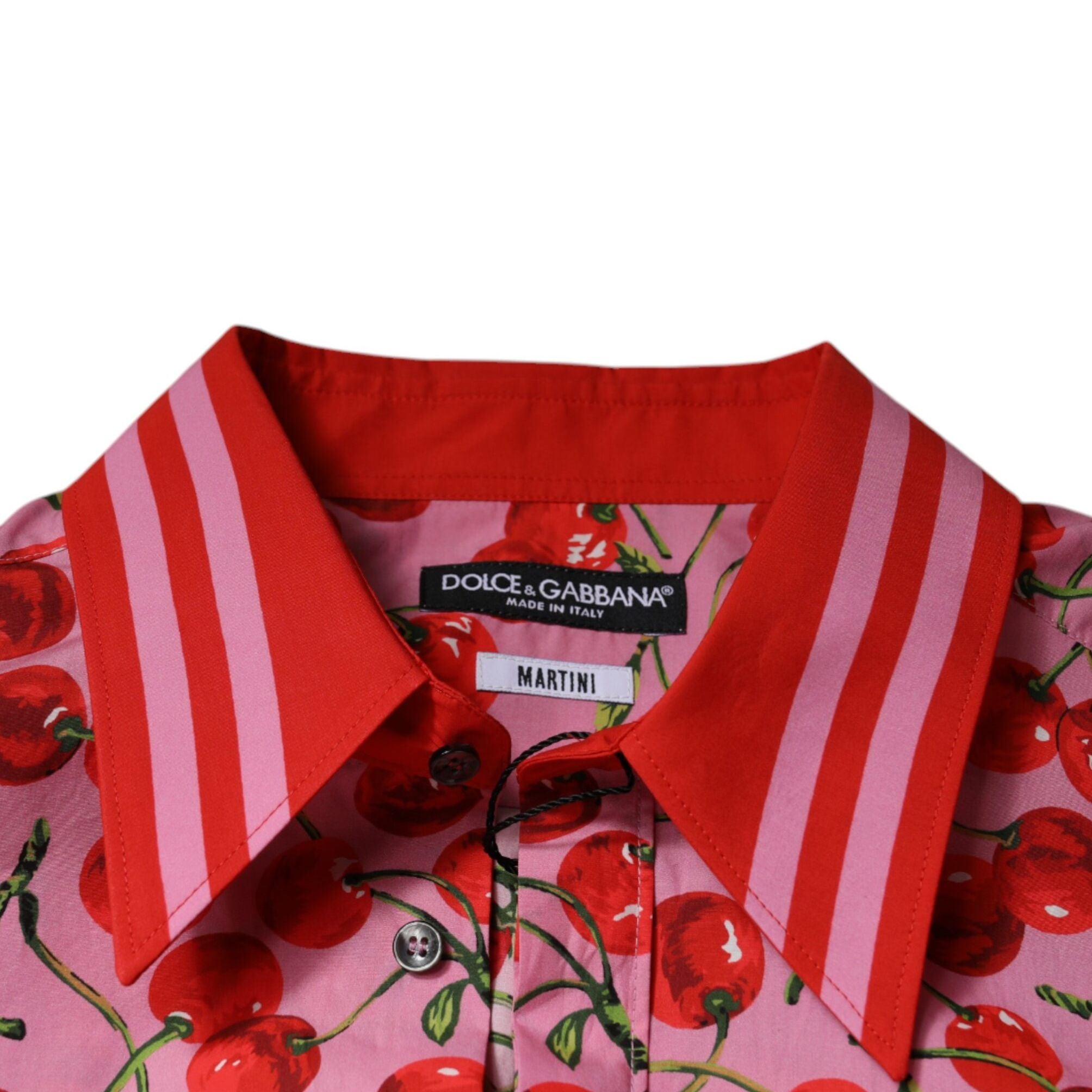 Dolce & Gabbana Pink Cherry Cotton Formal MARTINI Dress Shirt