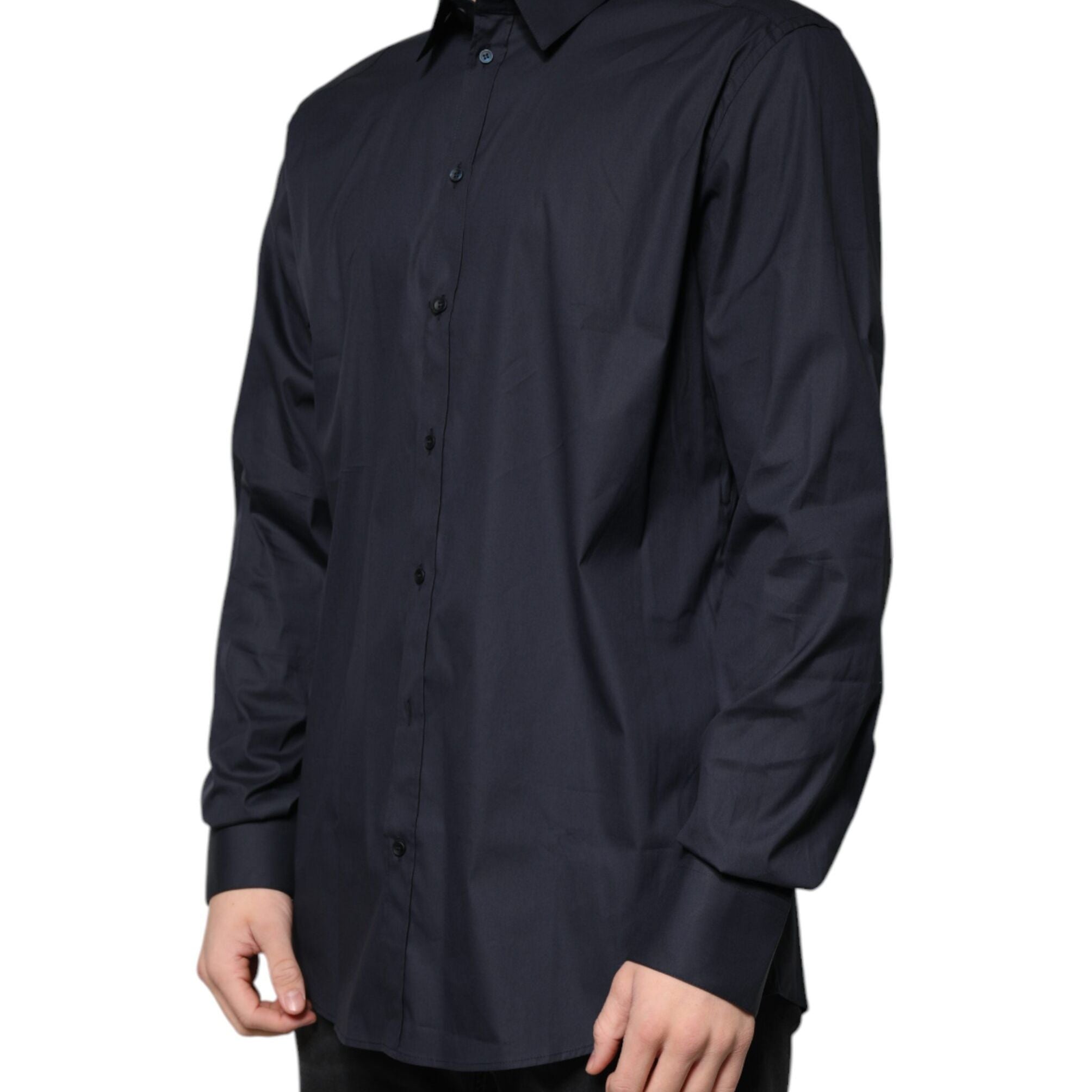 Dolce & Gabbana Black Cotton Blend Formal GOLD Dress Shirt