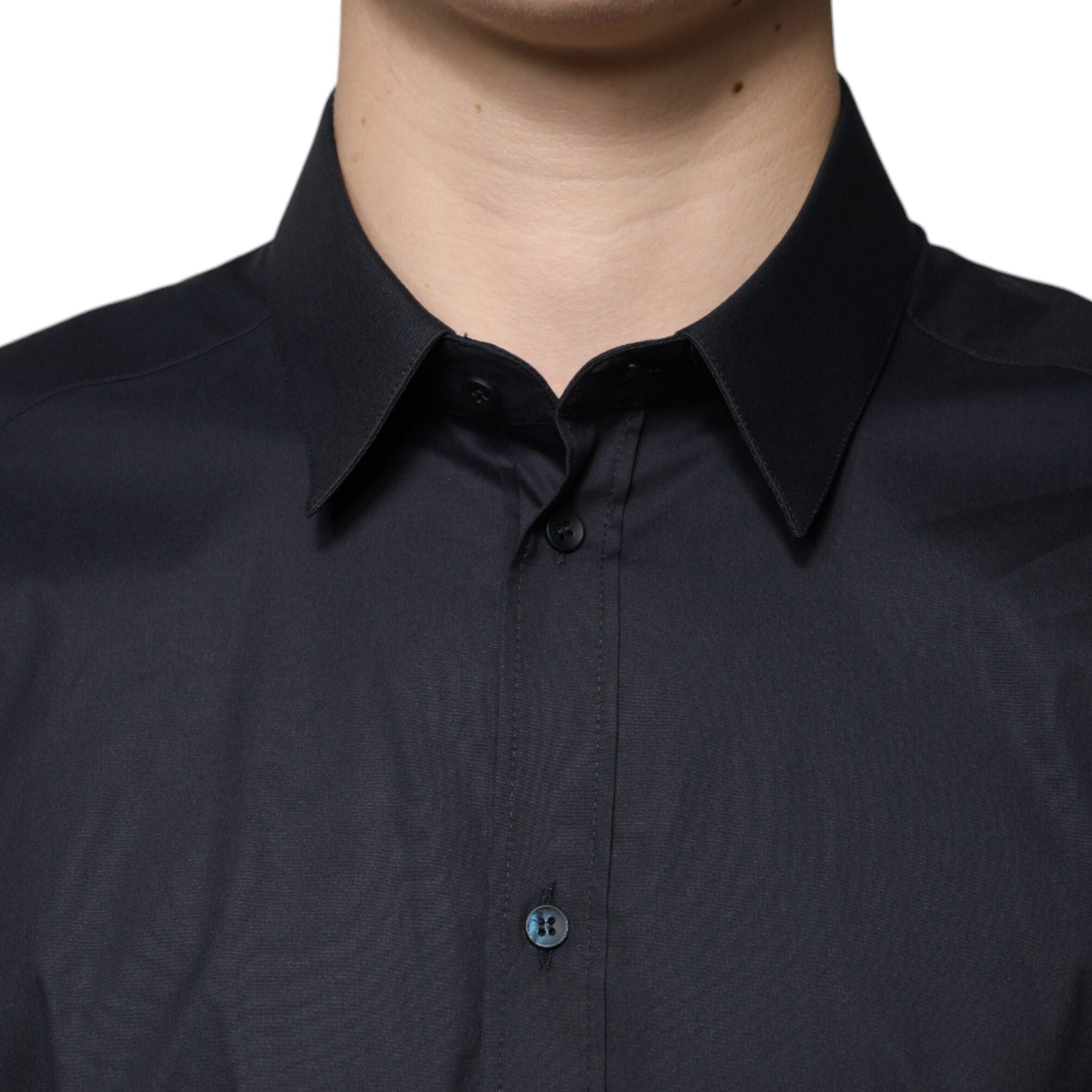 Dolce & Gabbana Black Cotton Blend Formal GOLD Dress Shirt