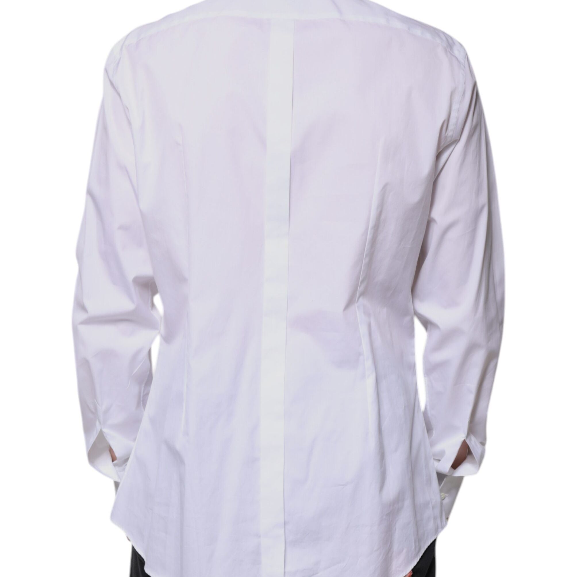 Dolce & Gabbana White Bib Cotton Poplin GOLD Formal Shirt