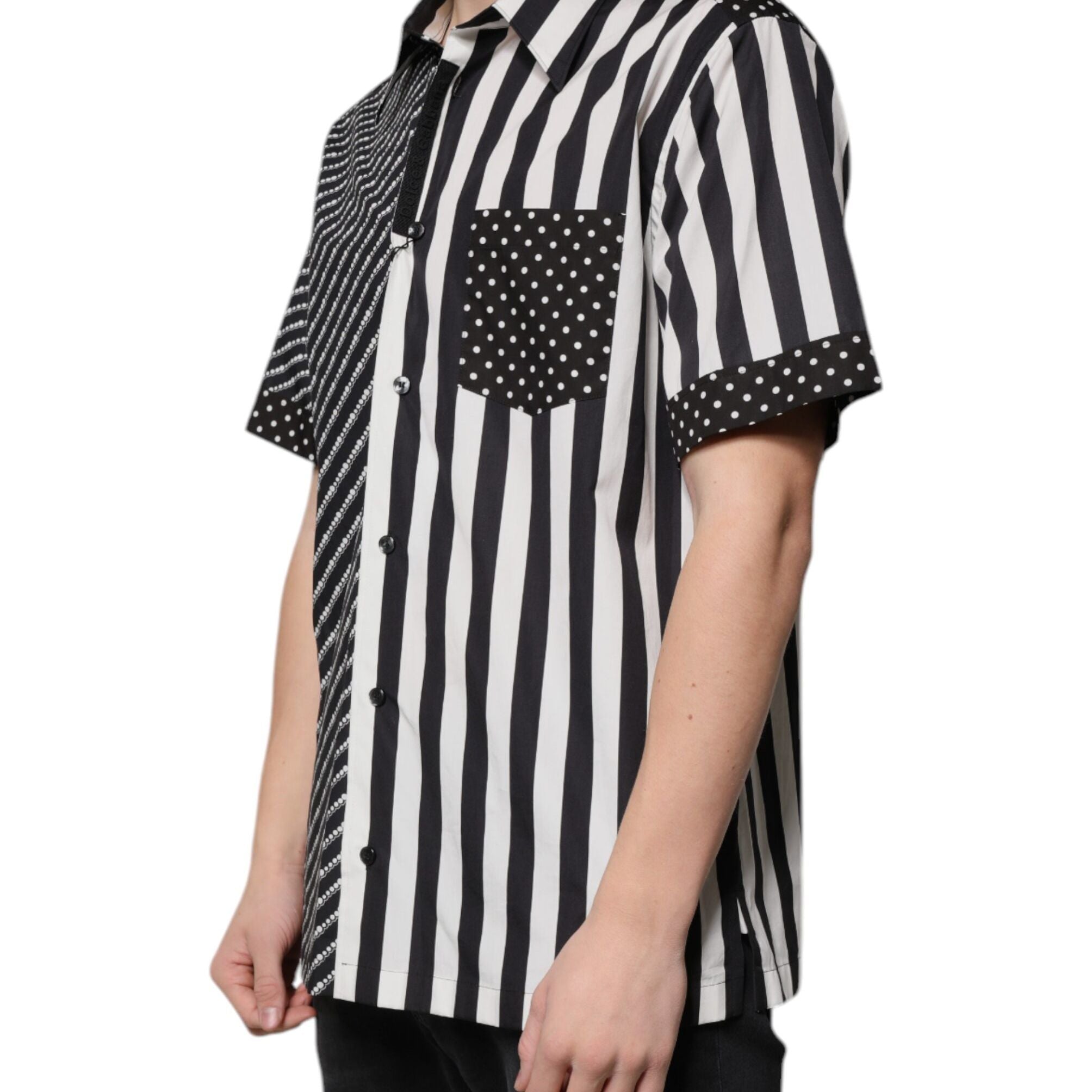 Dolce & Gabbana Black White Striped Button Down Casual Shirt