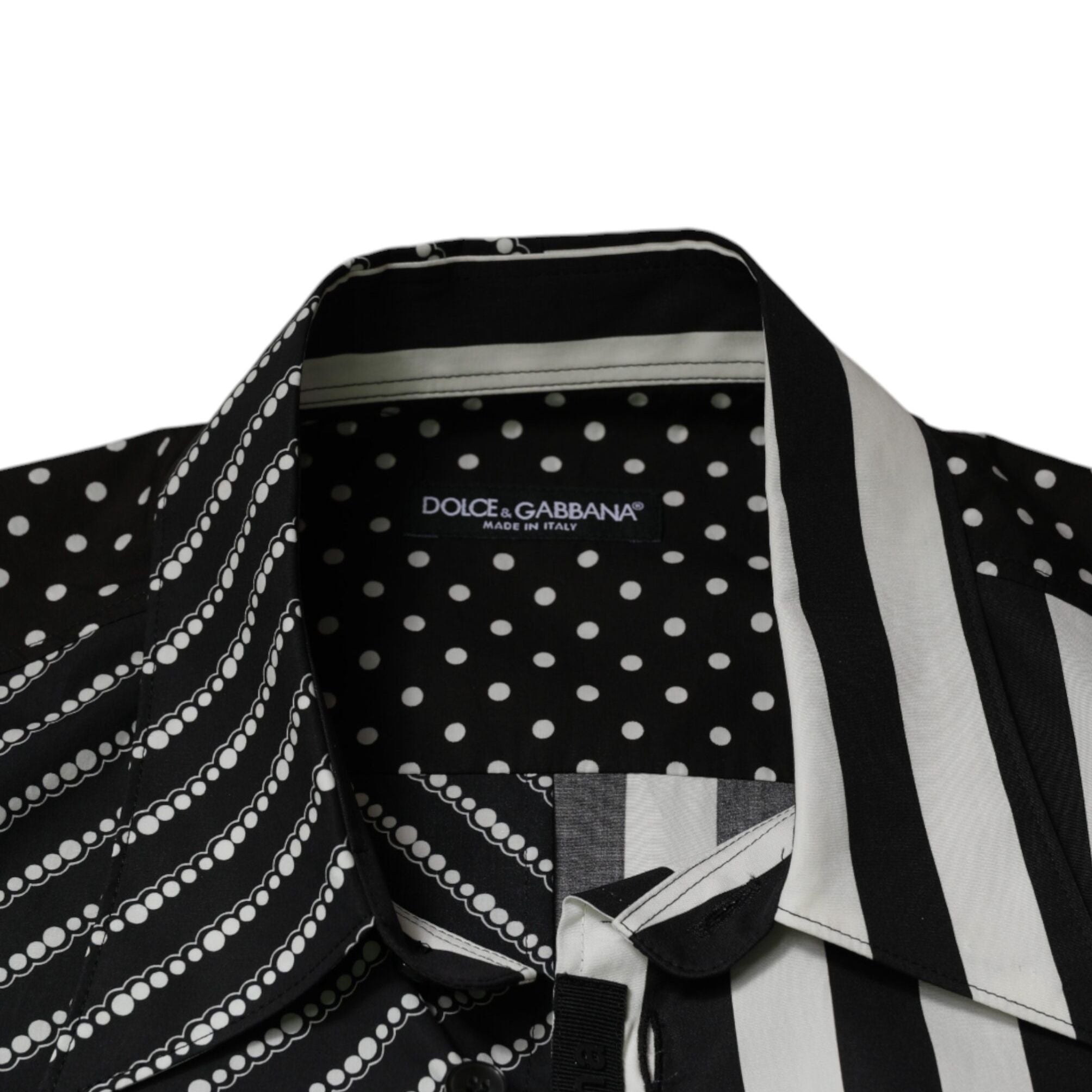 Dolce & Gabbana Black White Striped Button Down Casual Shirt