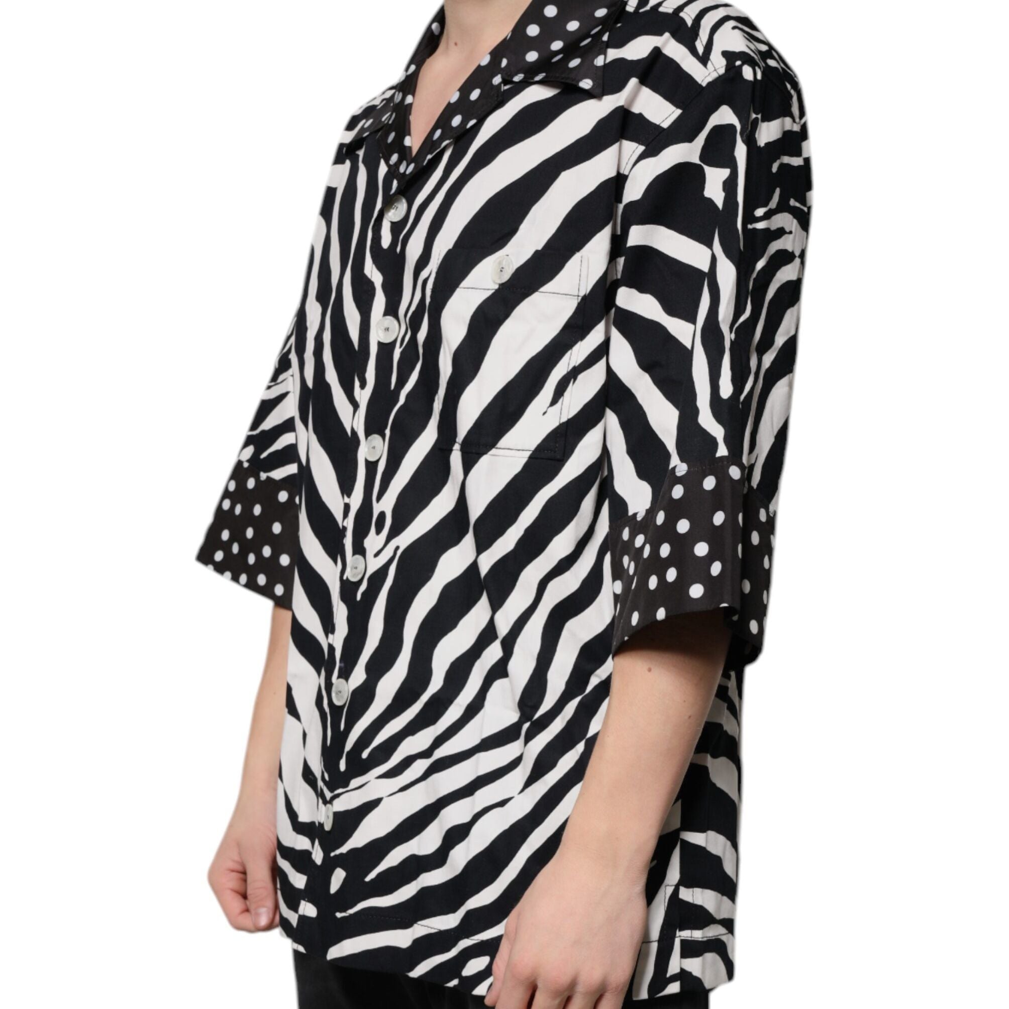 Dolce & Gabbana Black White Zebra Button Down Oversize Shirt
