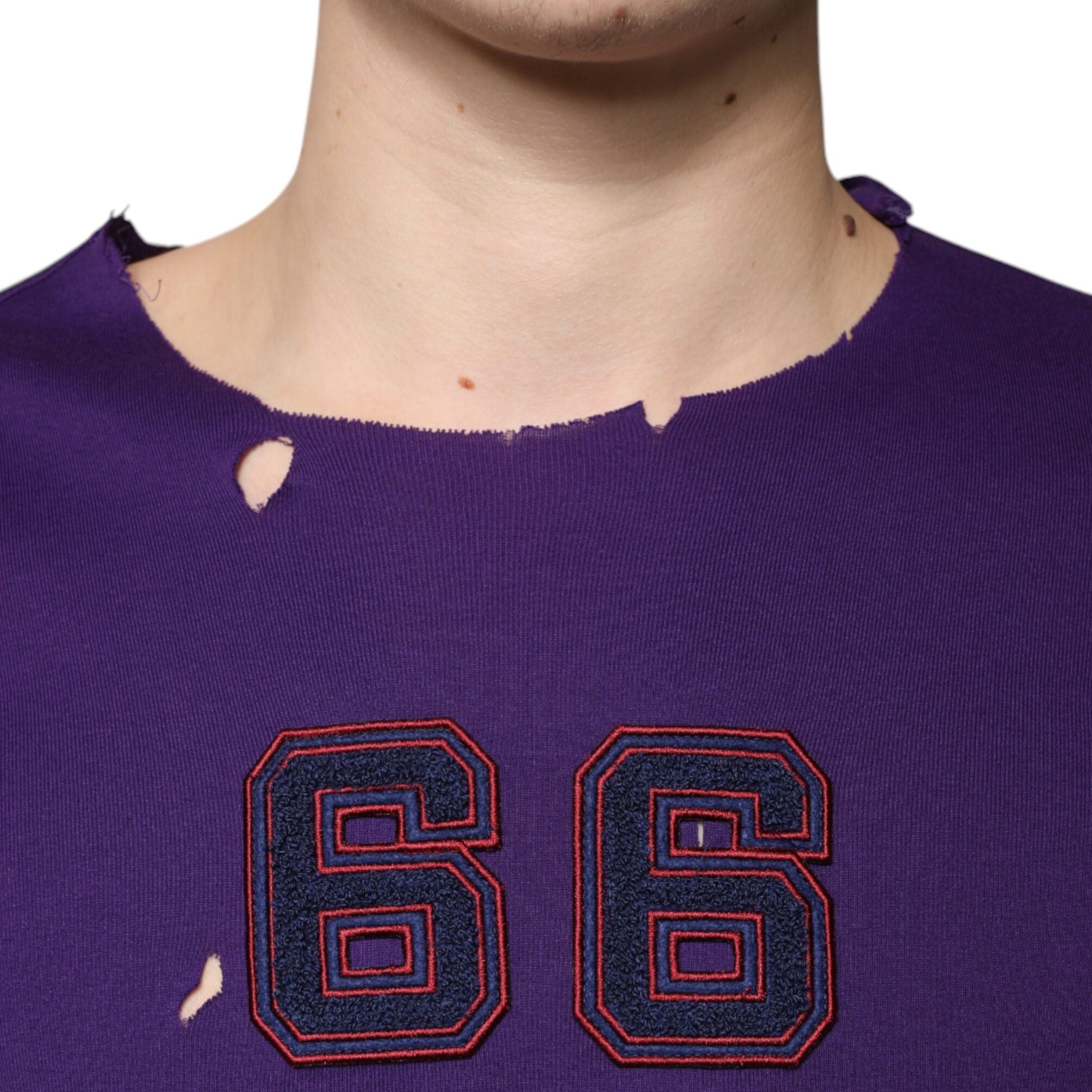 Dolce & Gabbana Purple Cotton Round Neck Pullover Men Sweater