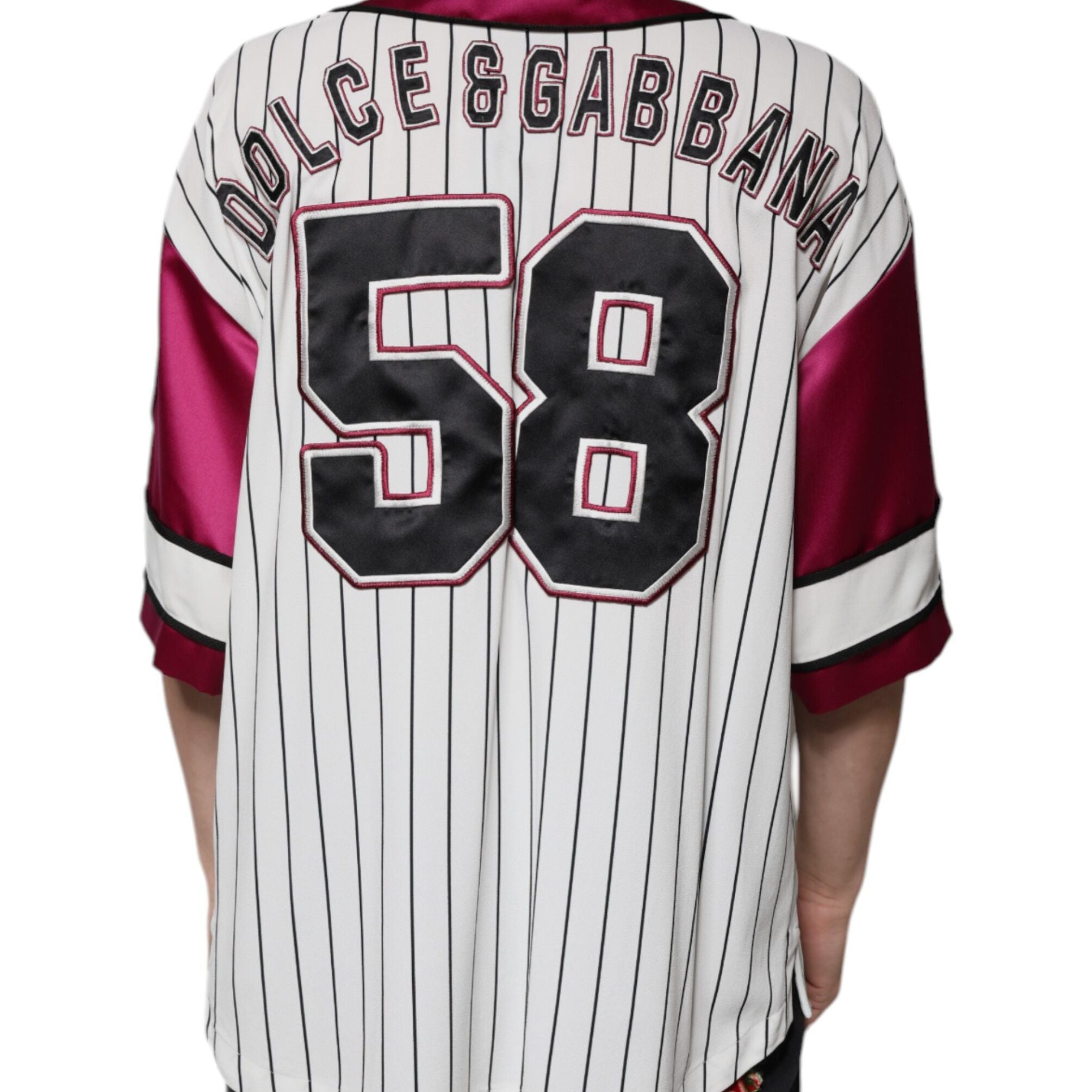 Dolce & Gabbana Multicolor Logo Jersey Button V-neck T-shirt