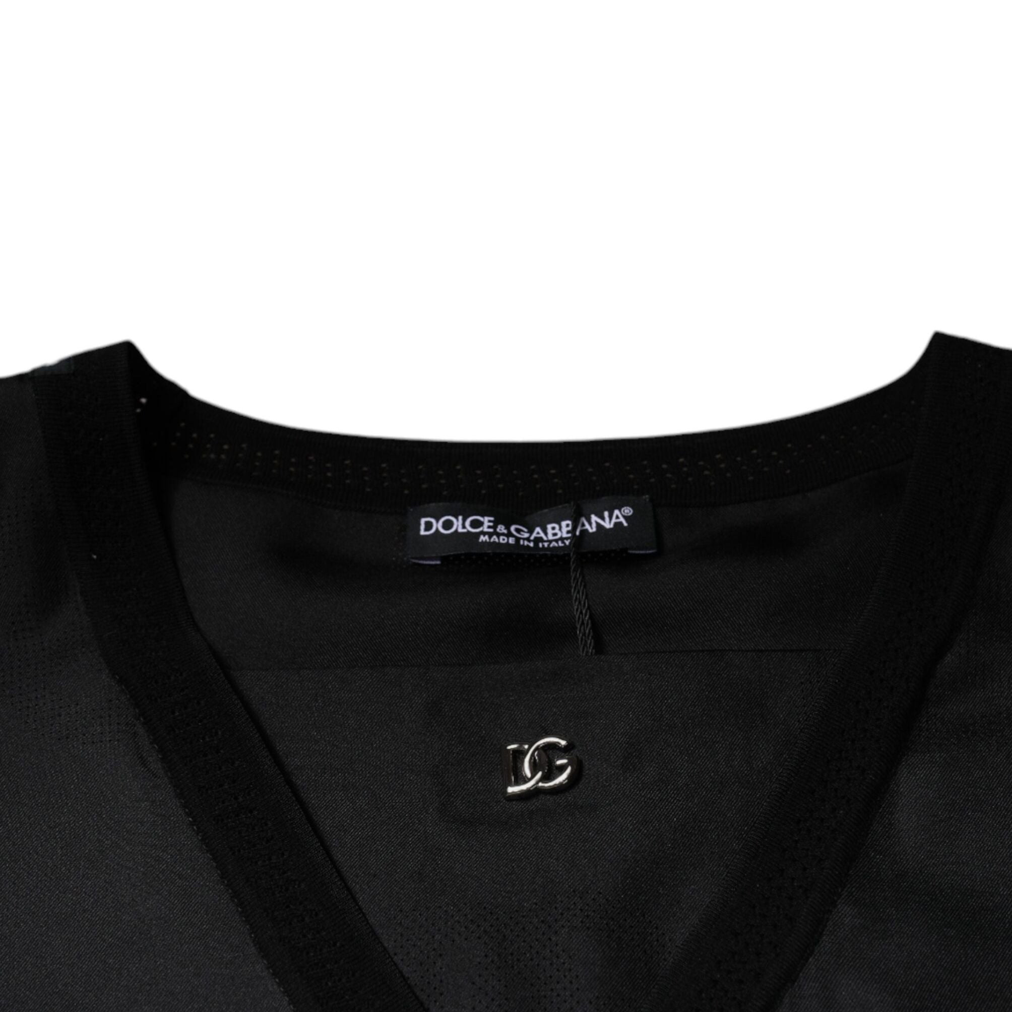 Dolce & Gabbana Black Cotton Square Neck Short Sleeve T-shirt