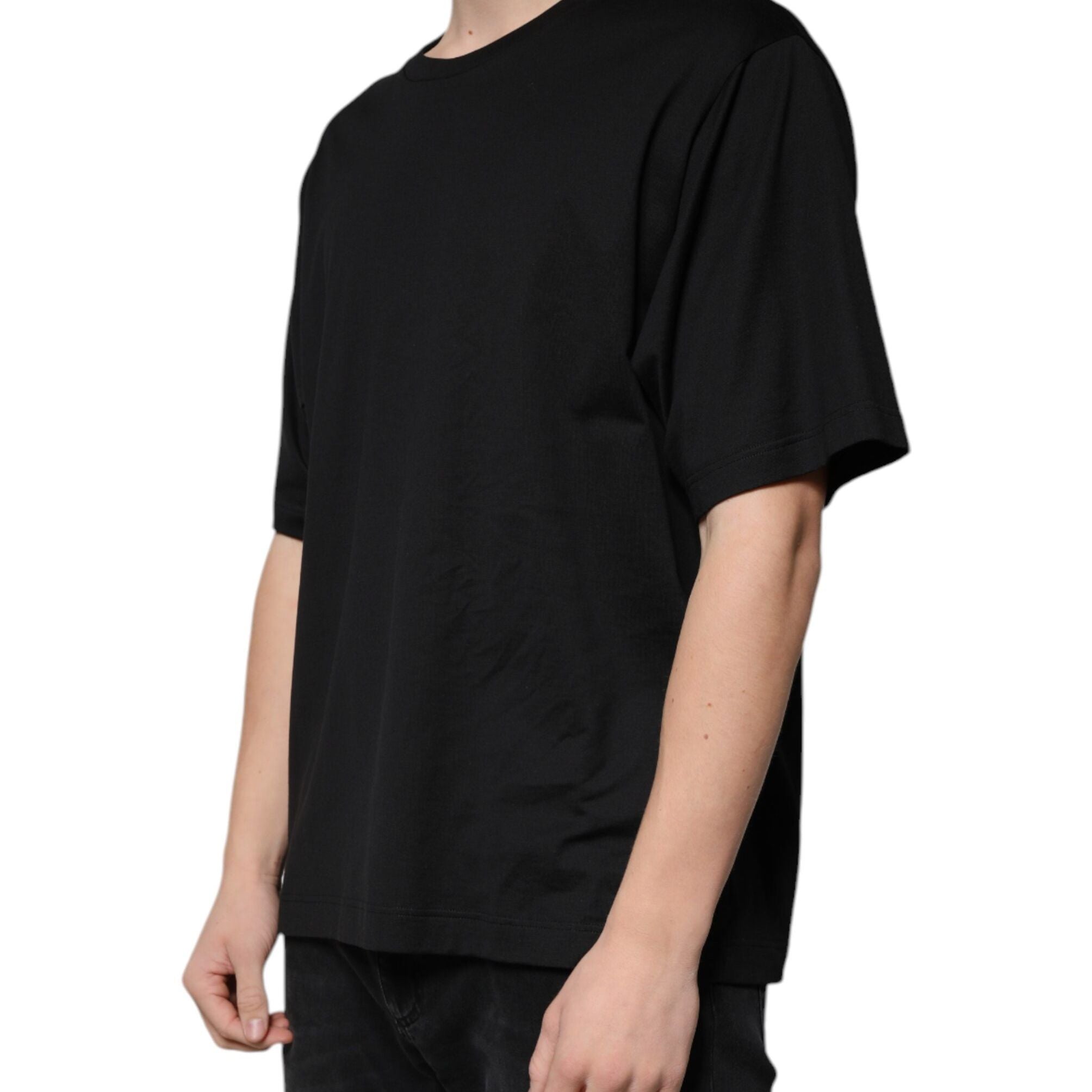 Dolce & Gabbana Black Cotton Crew Neck Short Sleeves T-shirt