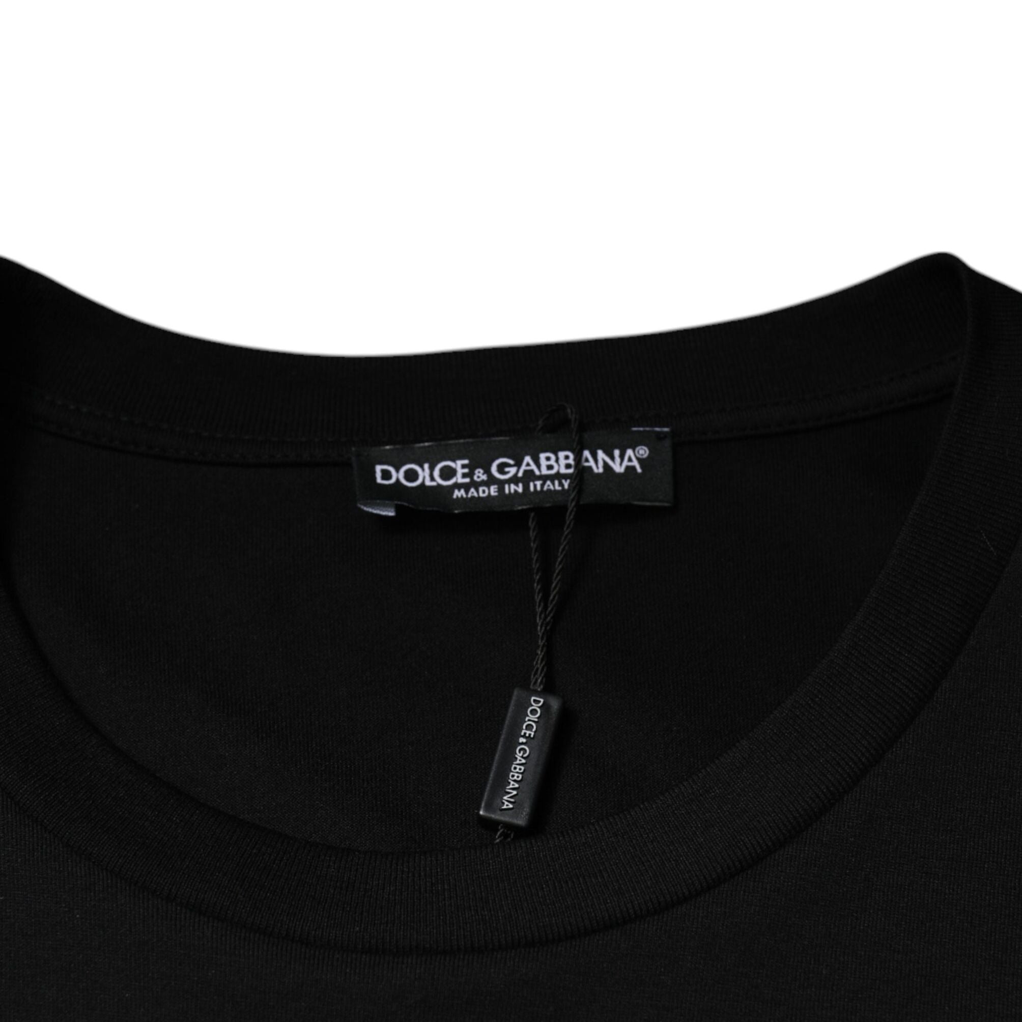 Dolce & Gabbana Black Cotton Crew Neck Short Sleeves T-shirt