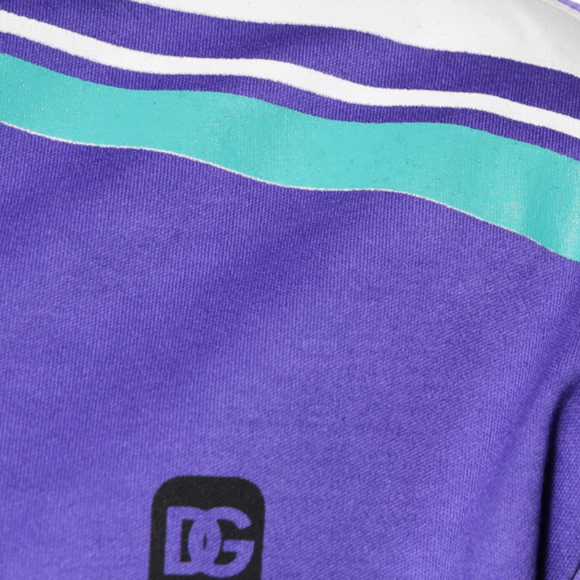 Dolce & Gabbana Purple Logo Jersey Cotton V-neck T-shirt