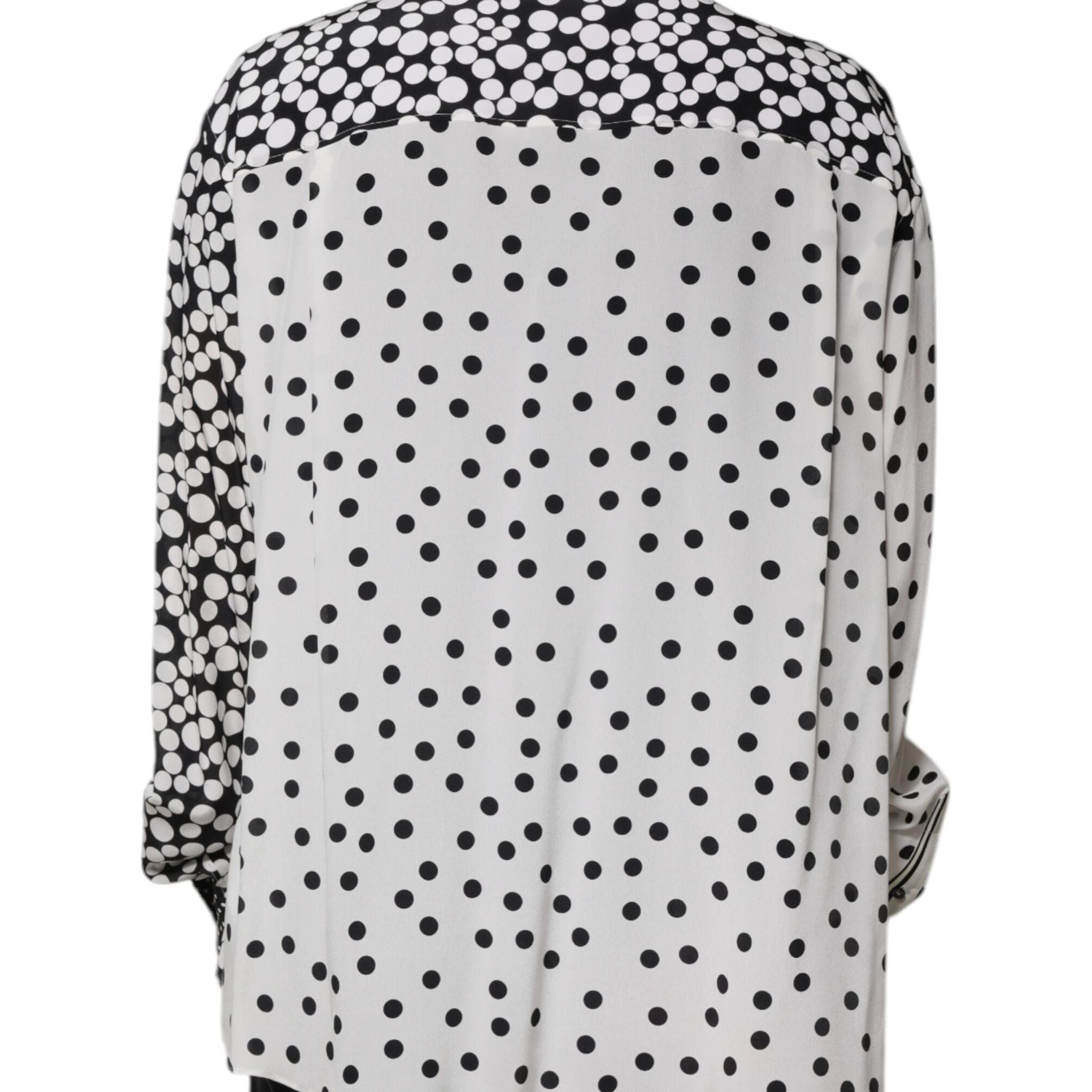 Dolce & Gabbana Black White Polka Dots Silk Men Casual Shirt