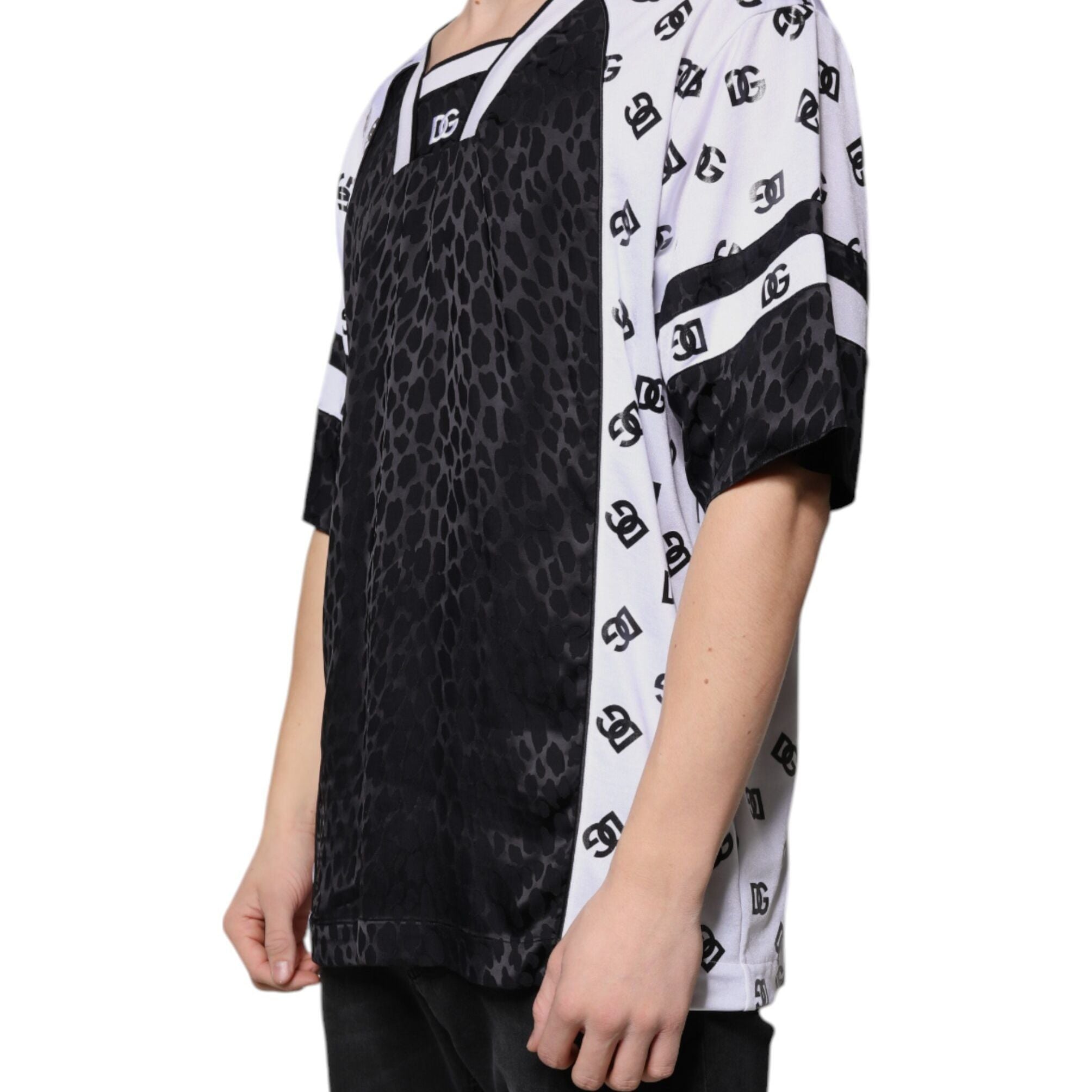Dolce & Gabbana Black White Logo Men Short Sleeves T-shirt