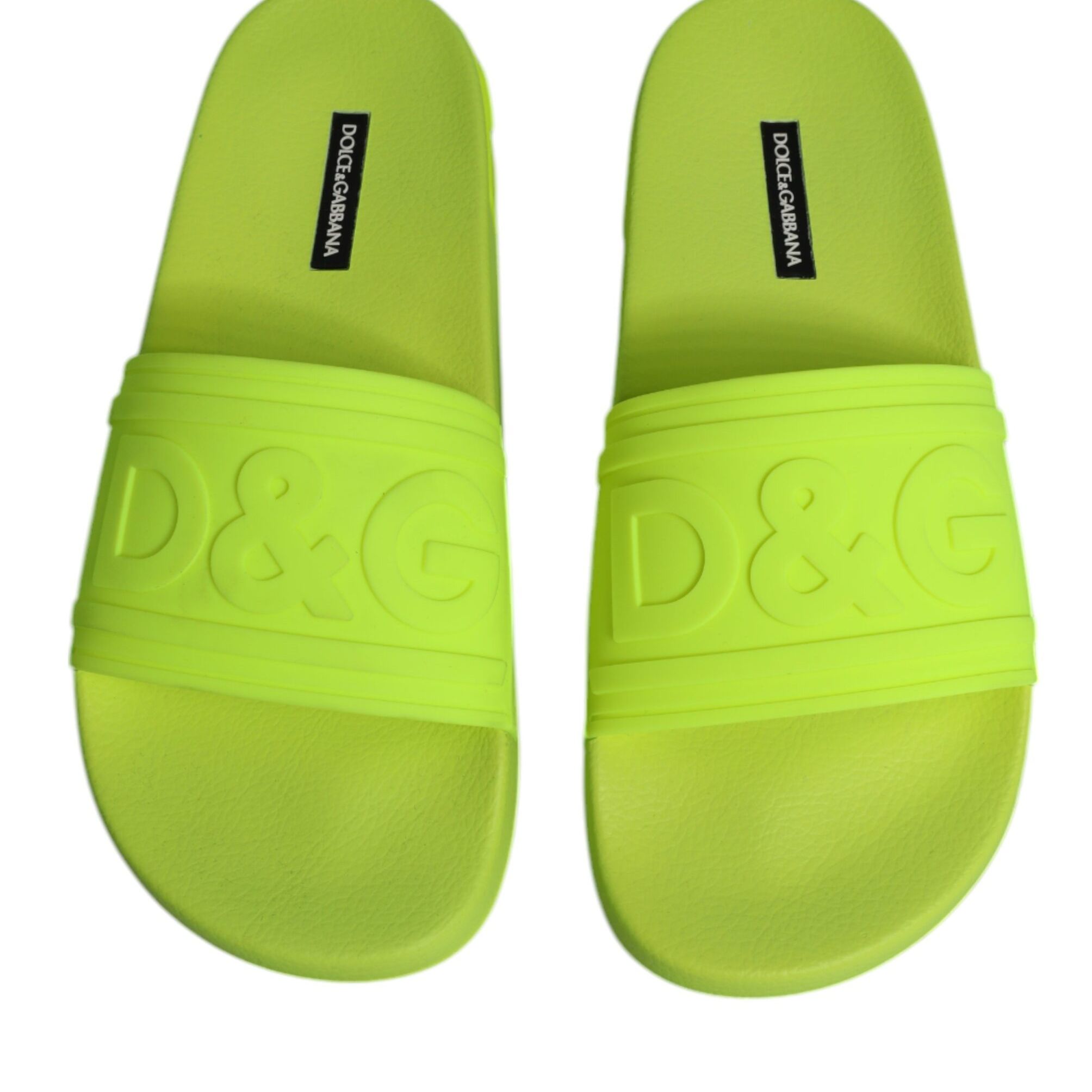 Dolce & Gabbana Green Rubber Slides Sandals Beachwear Shoes