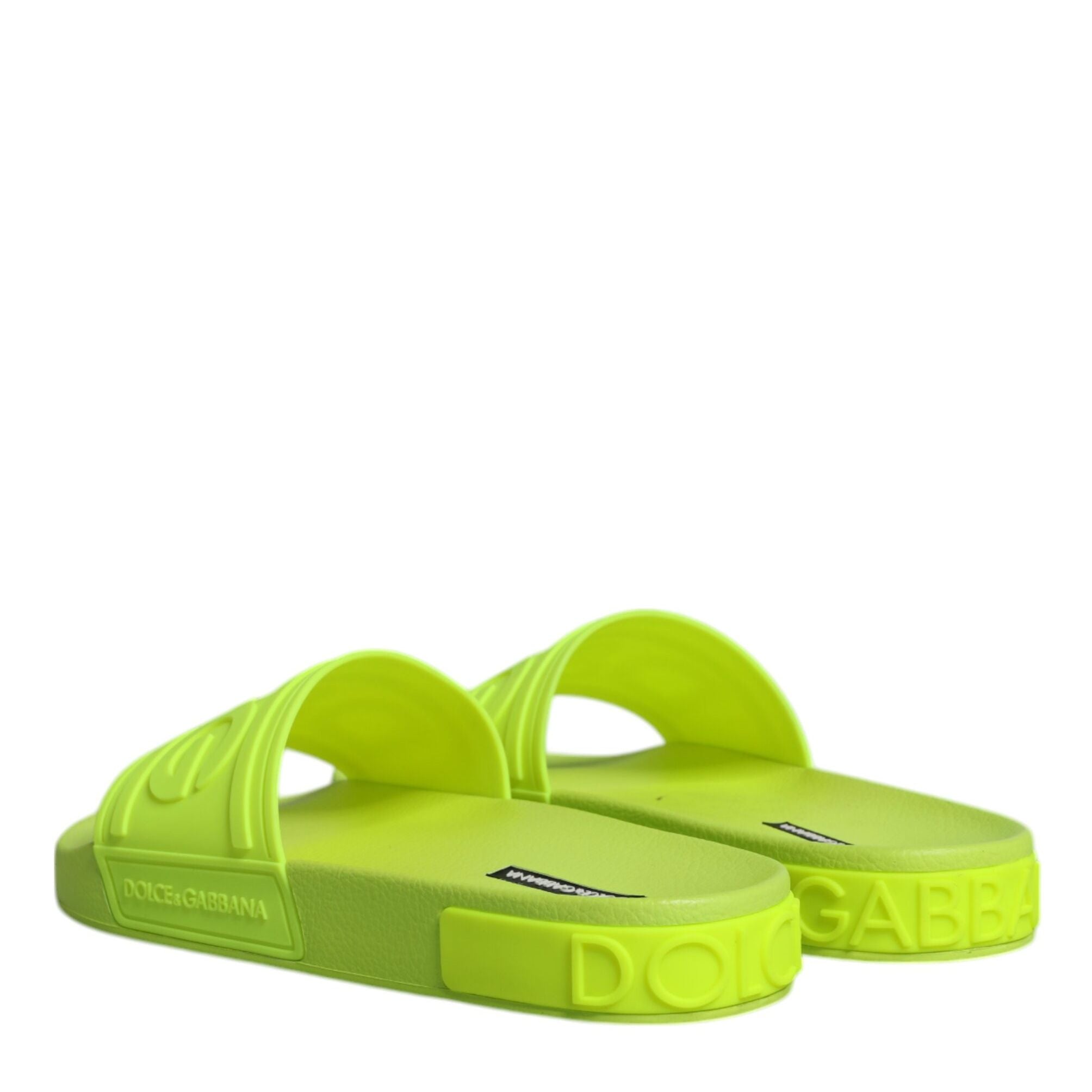 Dolce & Gabbana Green Rubber Slides Sandals Beachwear Shoes