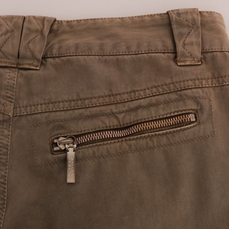 Ermanno Scervino Brown Cotton Casual Slim Fit Pants