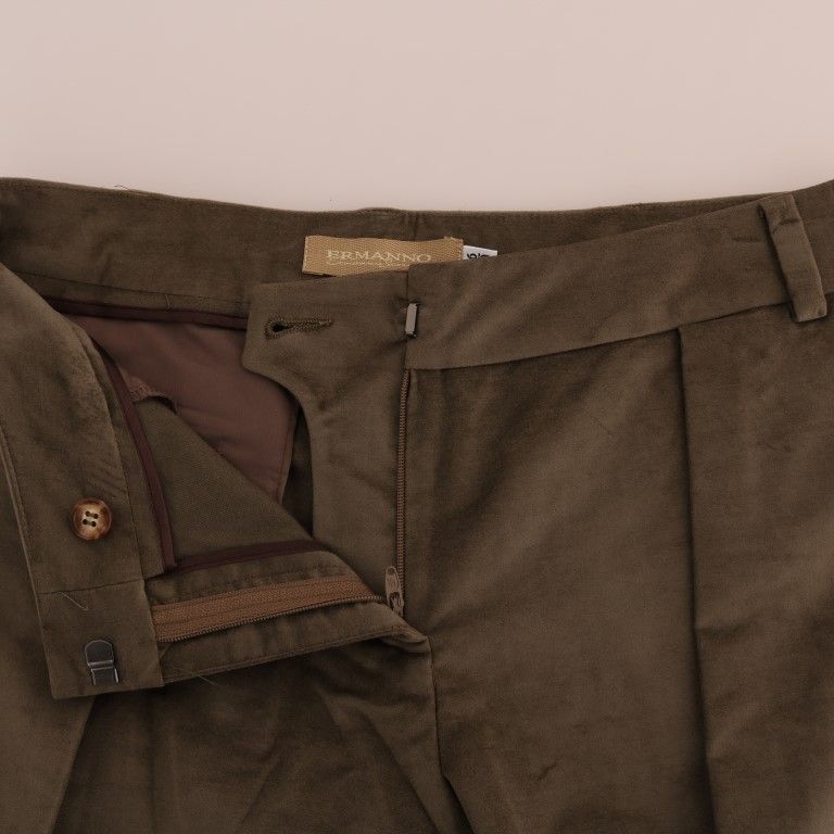 Ermanno Scervino Brown Velvet Bermuda Shorts