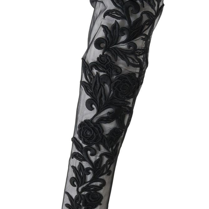 Dolce & Gabbana Black Floral Embroidered Socks Boots