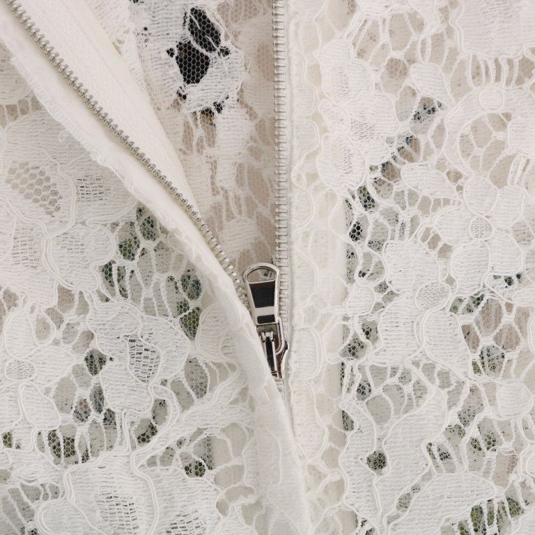 Dolce & Gabbana White Crystal Embellished Lace Blouse