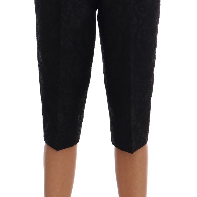 Dolce & Gabbana Black Brocade High Waist Capri Shorts