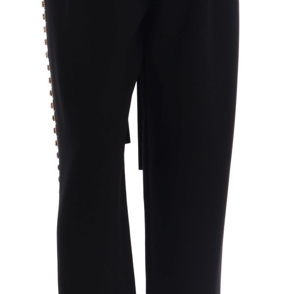 Dolce & Gabbana Black Wool Stretch Crystal Pants