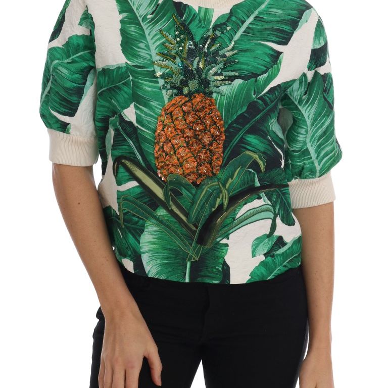 Dolce & Gabbana Pineapple Banana Sequins Crewneck Sweater