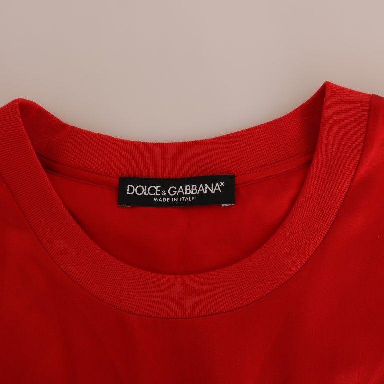 Dolce & Gabbana Red Silk Orange Vase Crystal Top