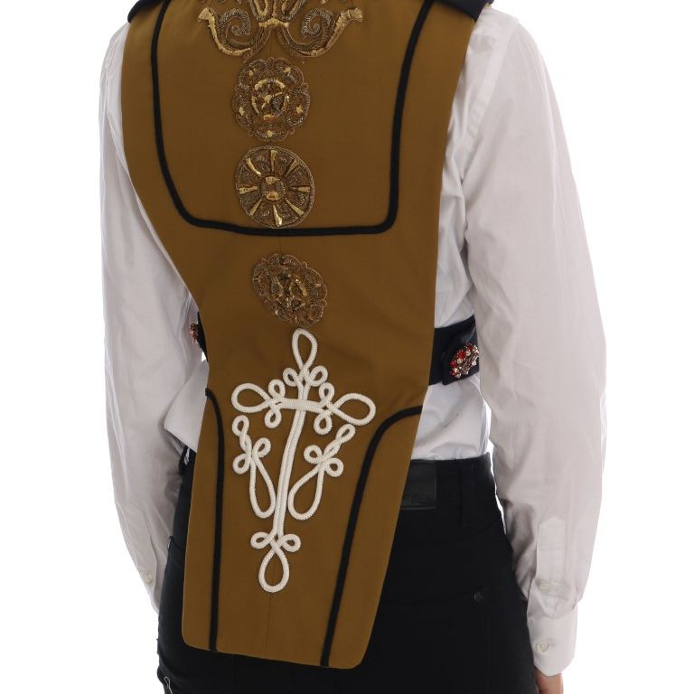 Dolce & Gabbana Yellow Crystal Cross Vest Jacket
