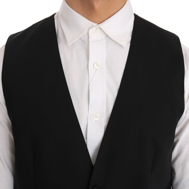 Dolce & Gabbana Black Wool Silk Vest
