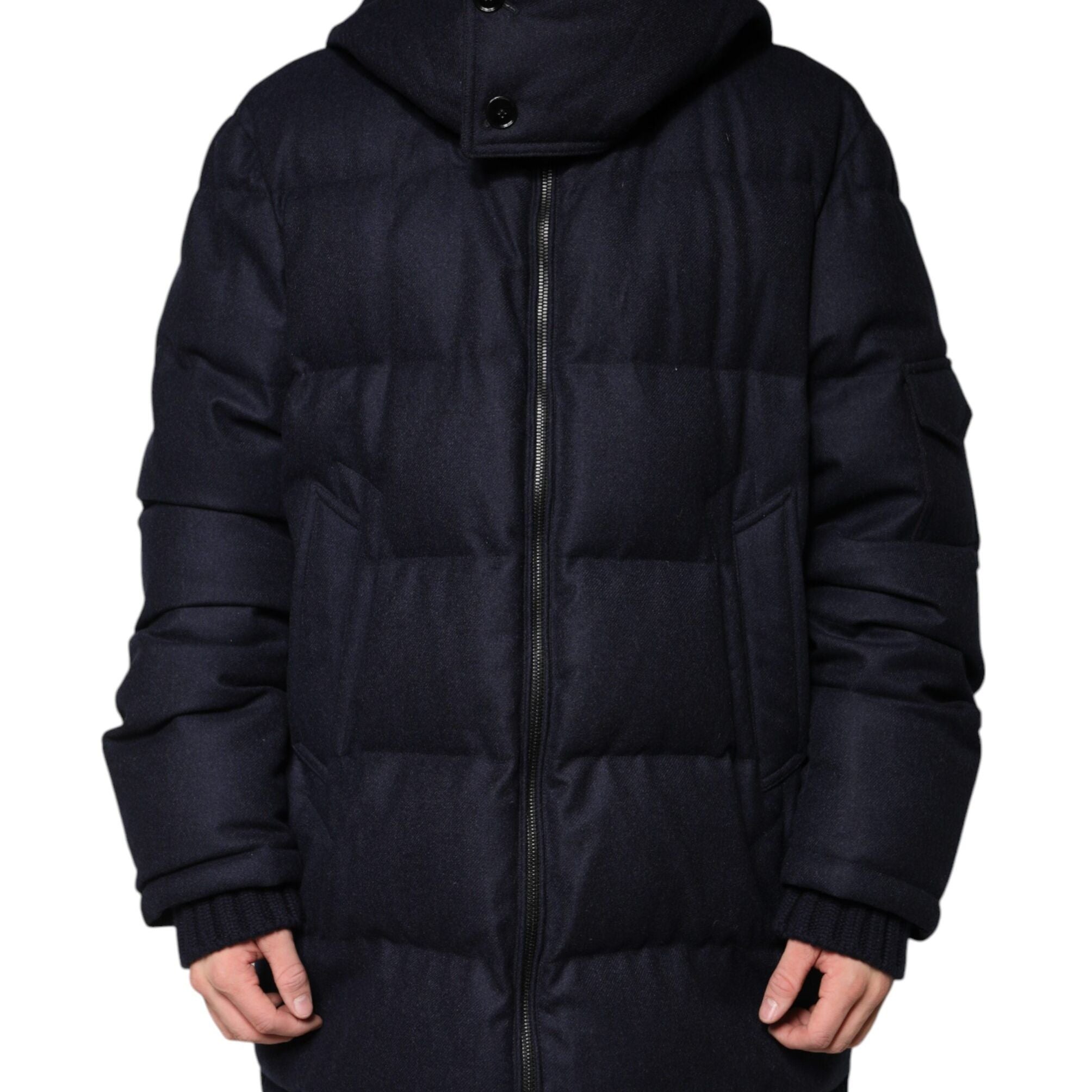 Dolce & Gabbana Black Nylon Hooded Puffer Men Coat Jacket