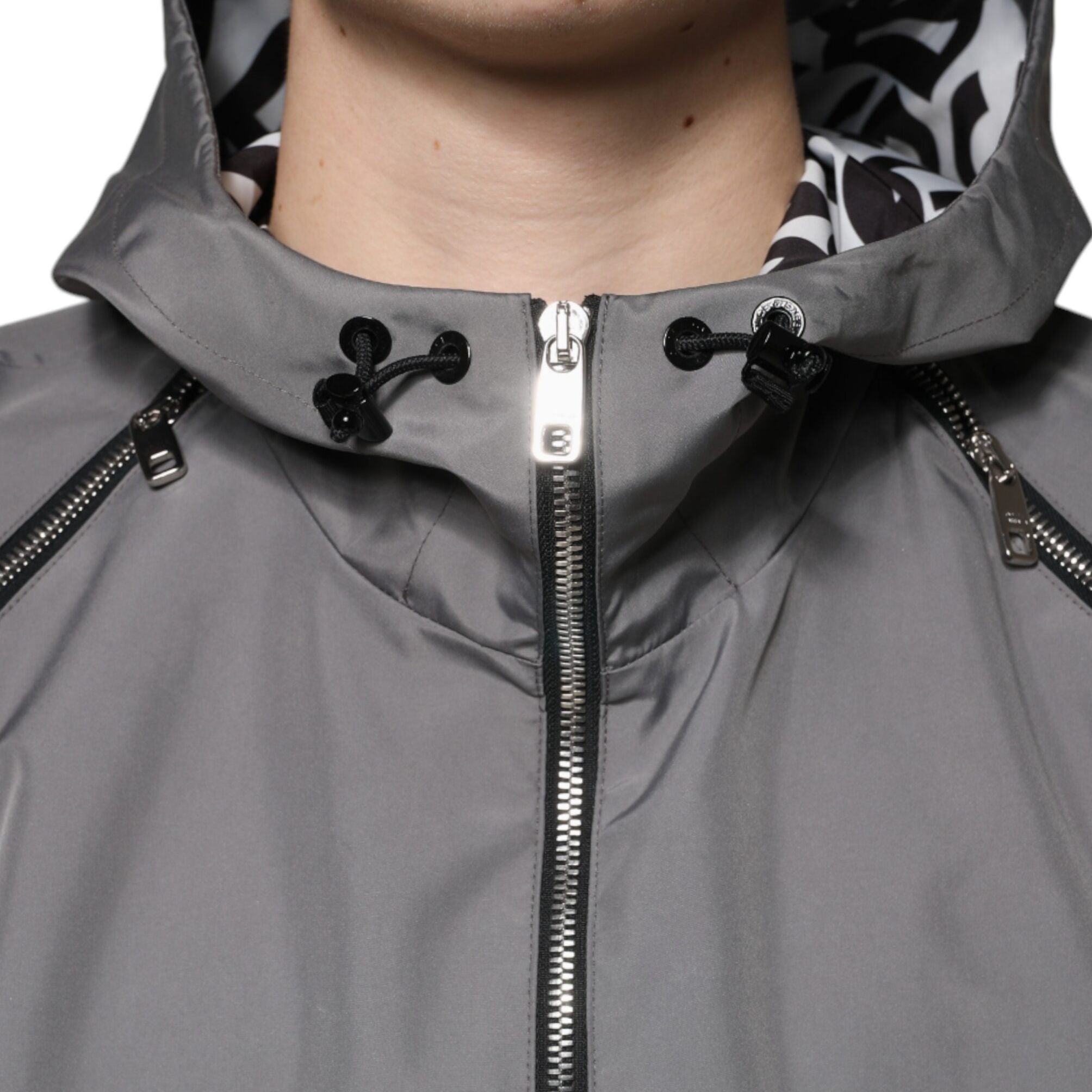 Dolce & Gabbana Gray Polyester Hooded Men Full Zip Jacket