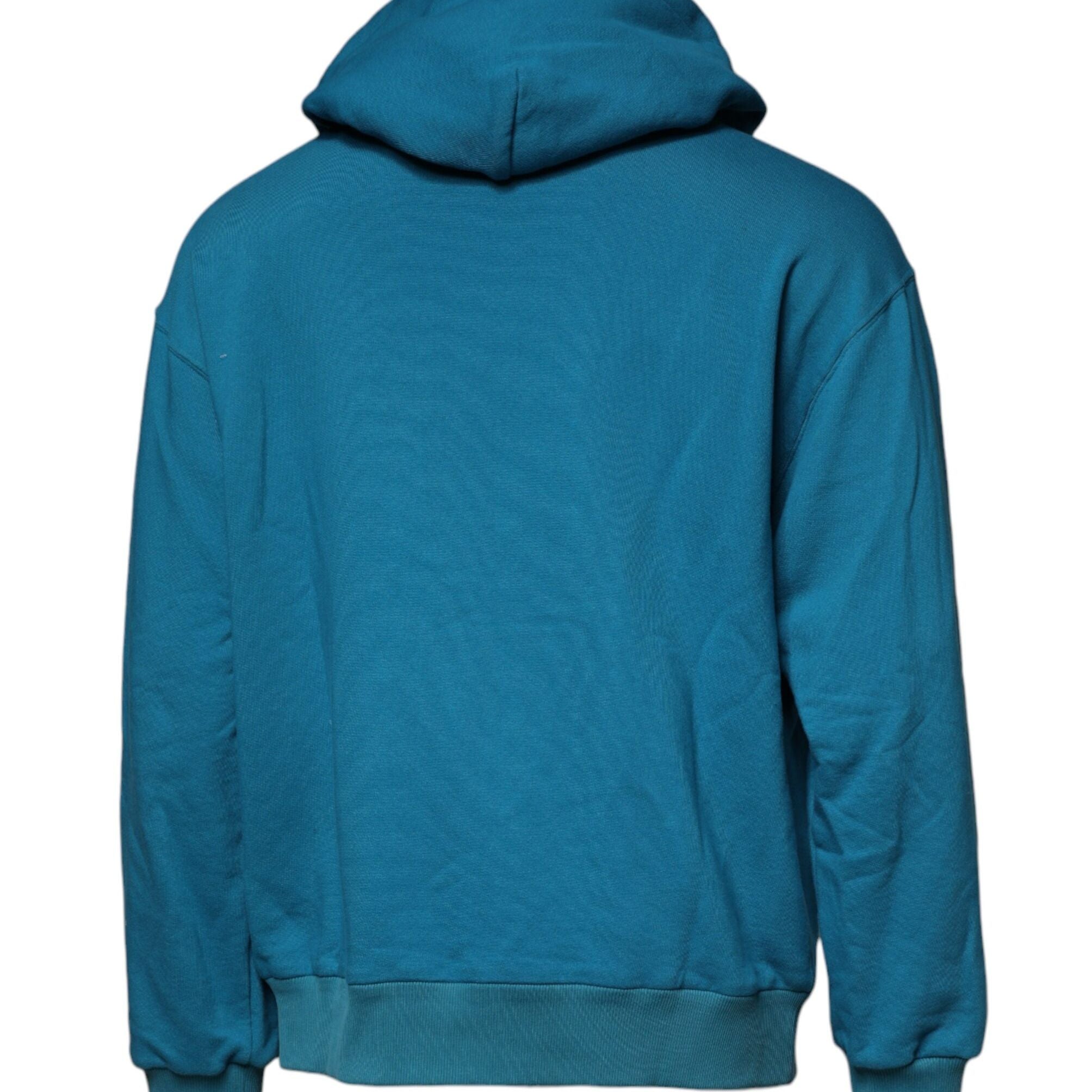 Dolce & Gabbana Blue Logo Cotton Hooded Sweatshirt Sweater