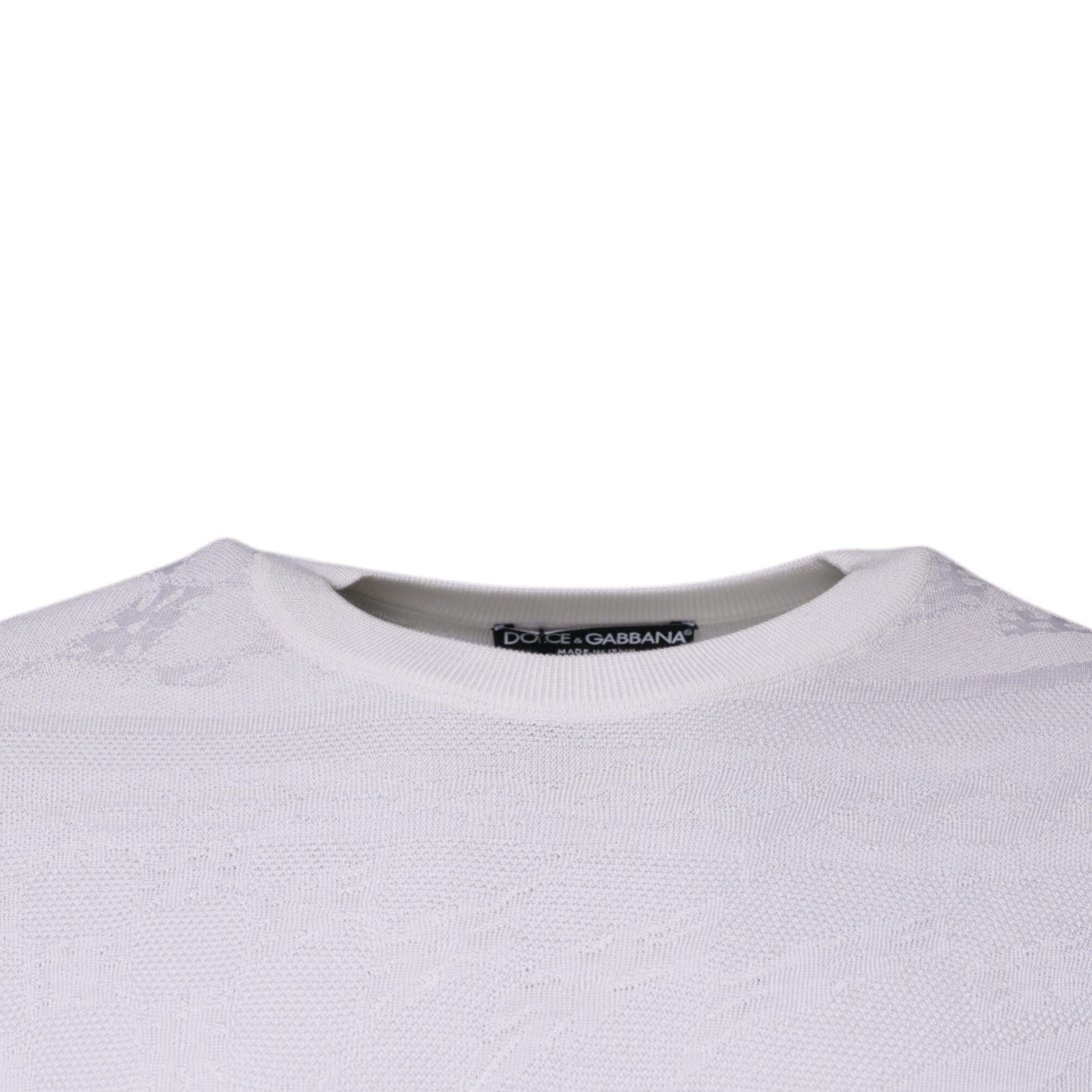 Dolce & Gabbana White Silk Crew Neck Men Pullover Sweater