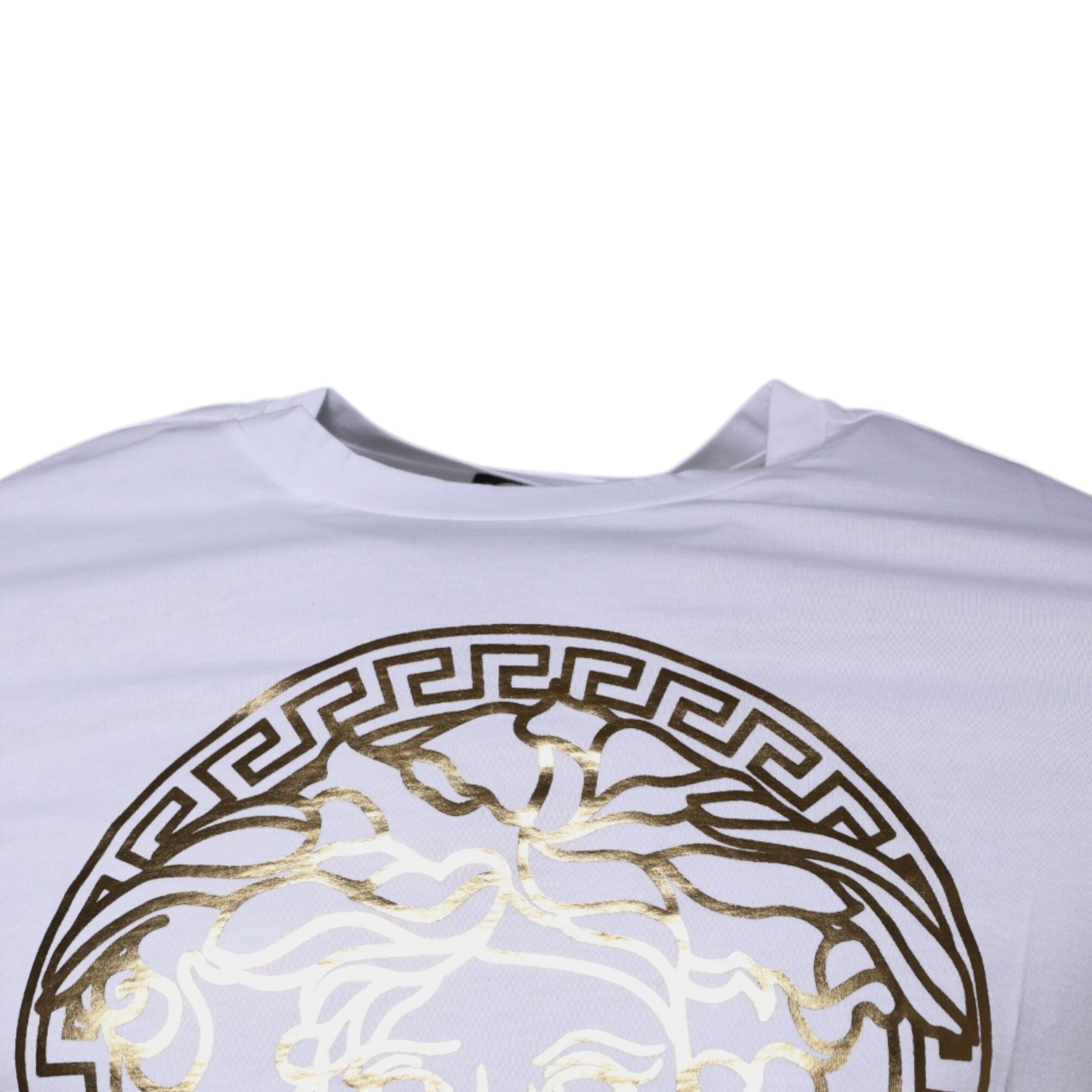 Versace White Medusa Print Cotton Crew Neck T-shirt