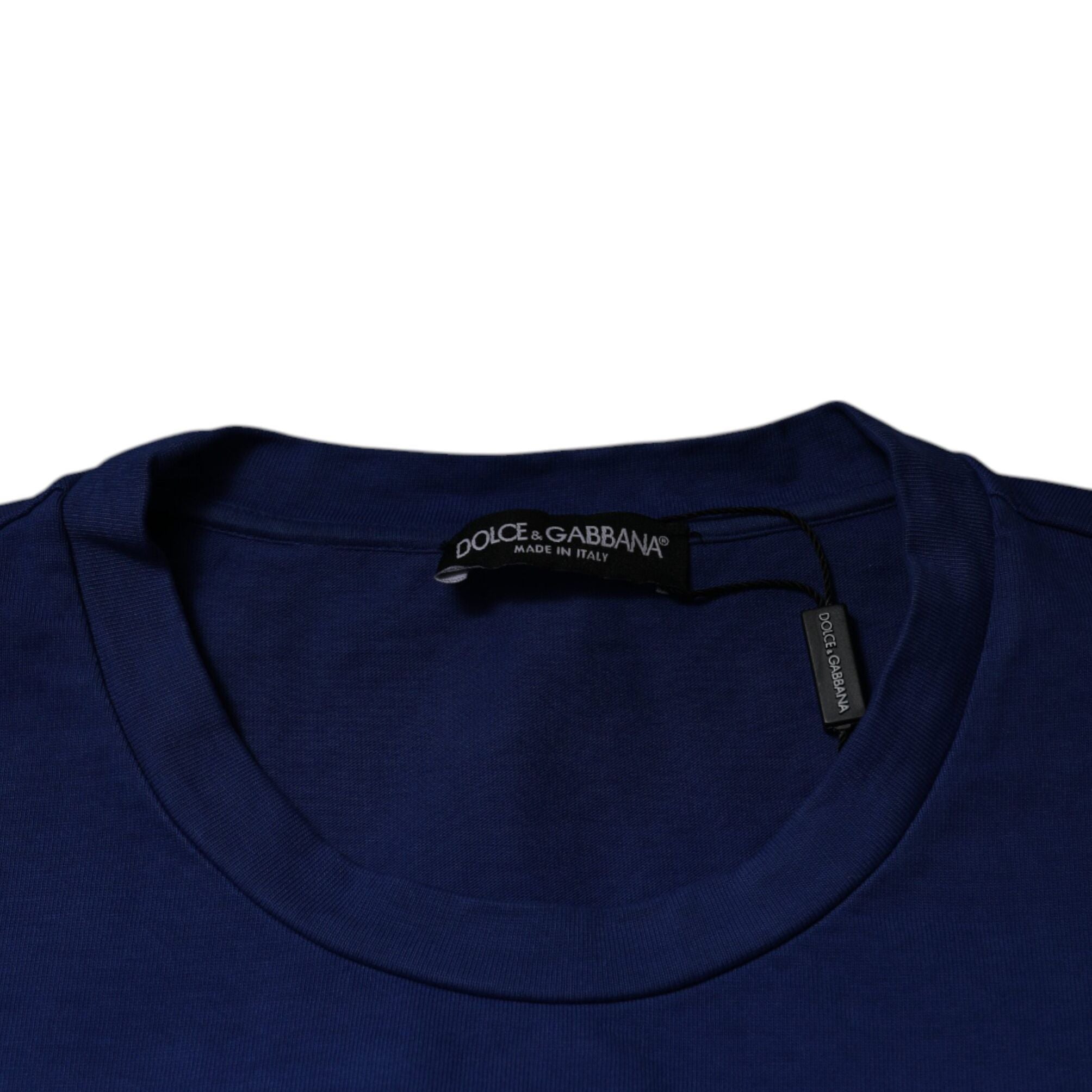 Dolce & Gabbana Blue Graphic Print Cotton Crew Neck T-shirt