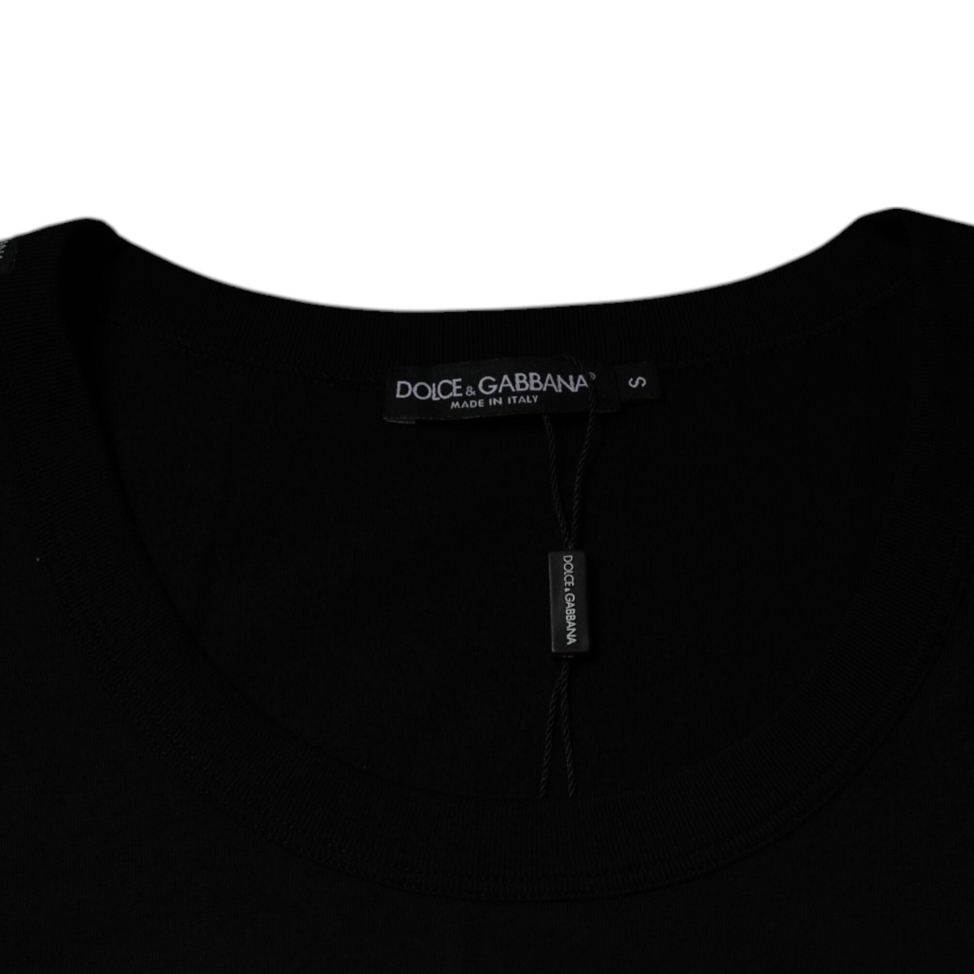 Dolce & Gabbana Black Cotton Round Neck Sleeveless T-shirt