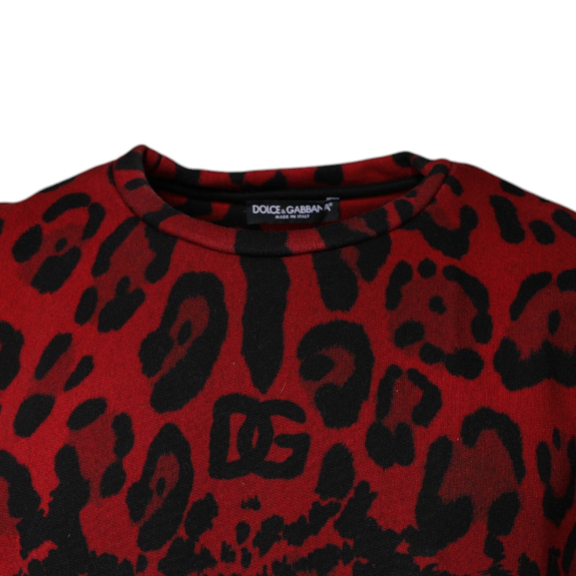 Dolce & Gabbana Red Leopard Print Cotton Sleeveless T-shirt