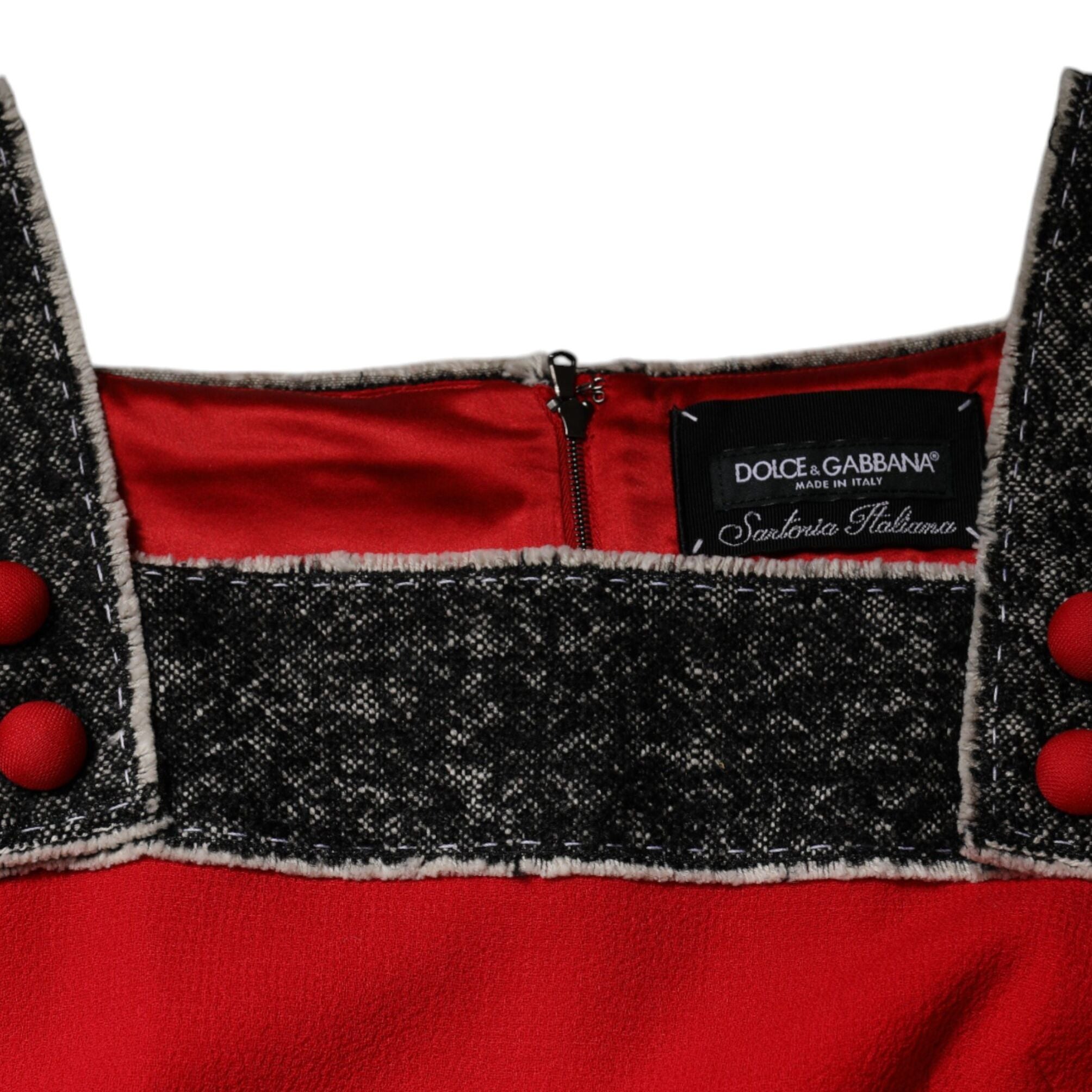 Dolce & Gabbana Red Wool Sleeveless A-line Flared Mini Dress