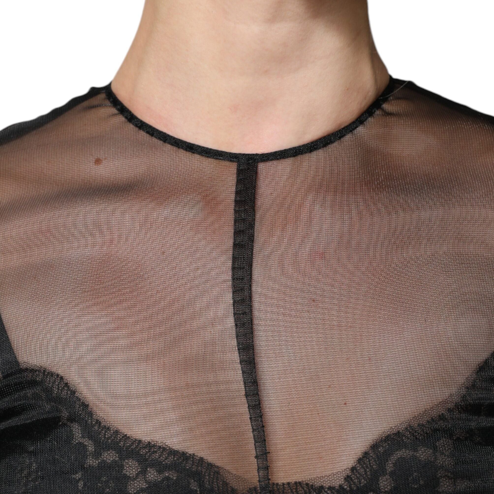 Dolce & Gabbana Black Tulle A-line Midi Cocktail Gown Dress