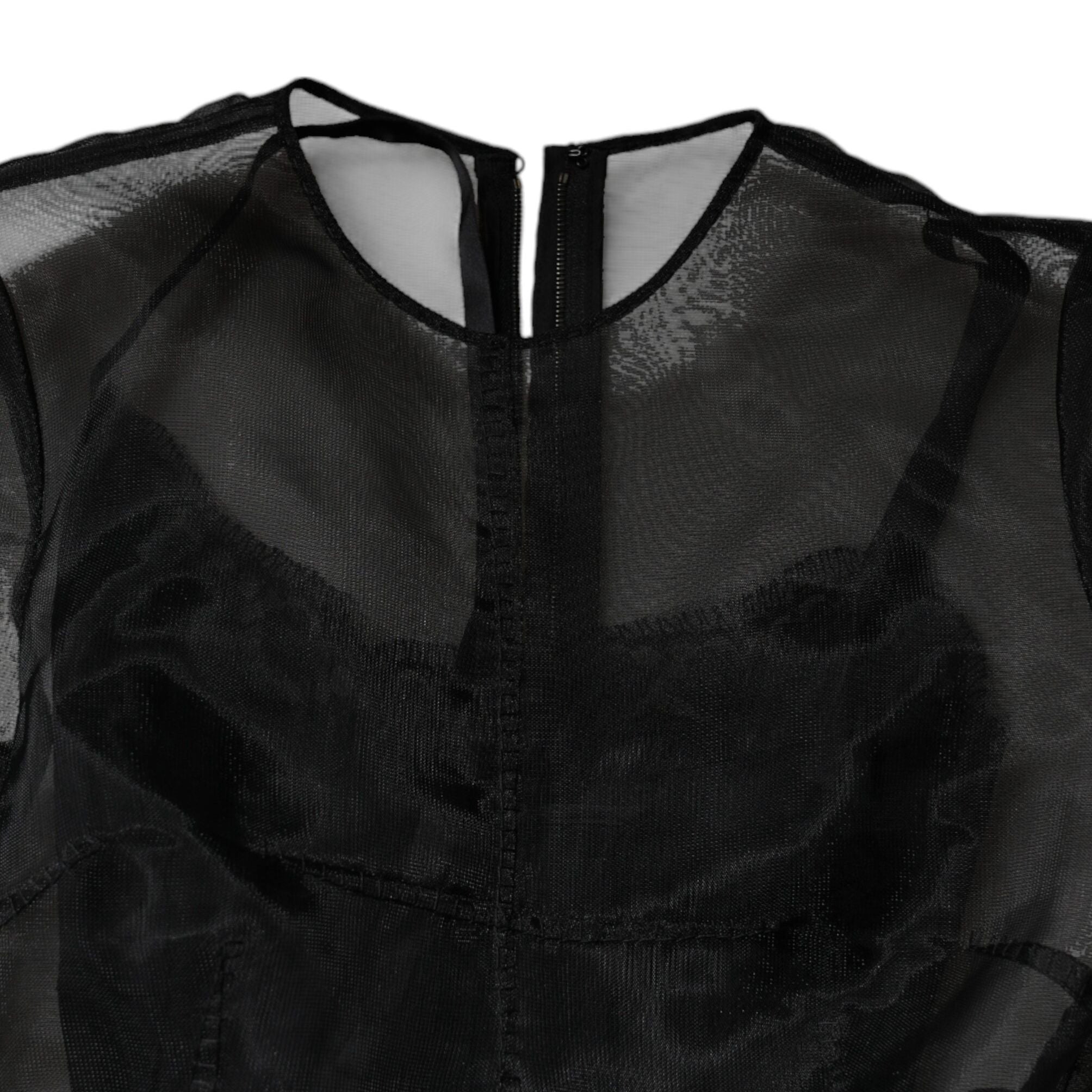Dolce & Gabbana Black Tulle A-line Midi Cocktail Gown Dress