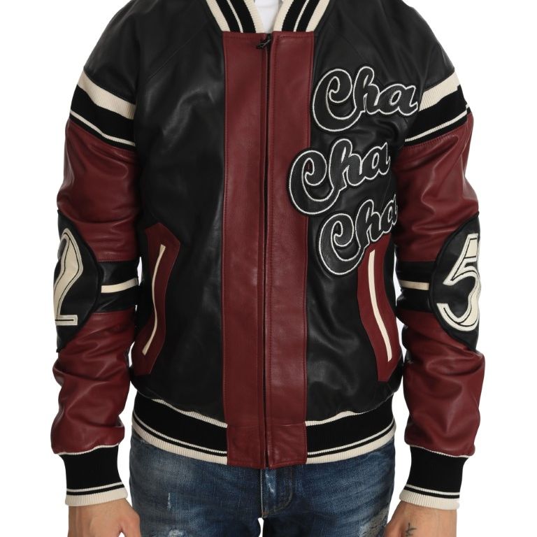 Dolce & Gabbana Leather Club Lounge Black Red Jacket