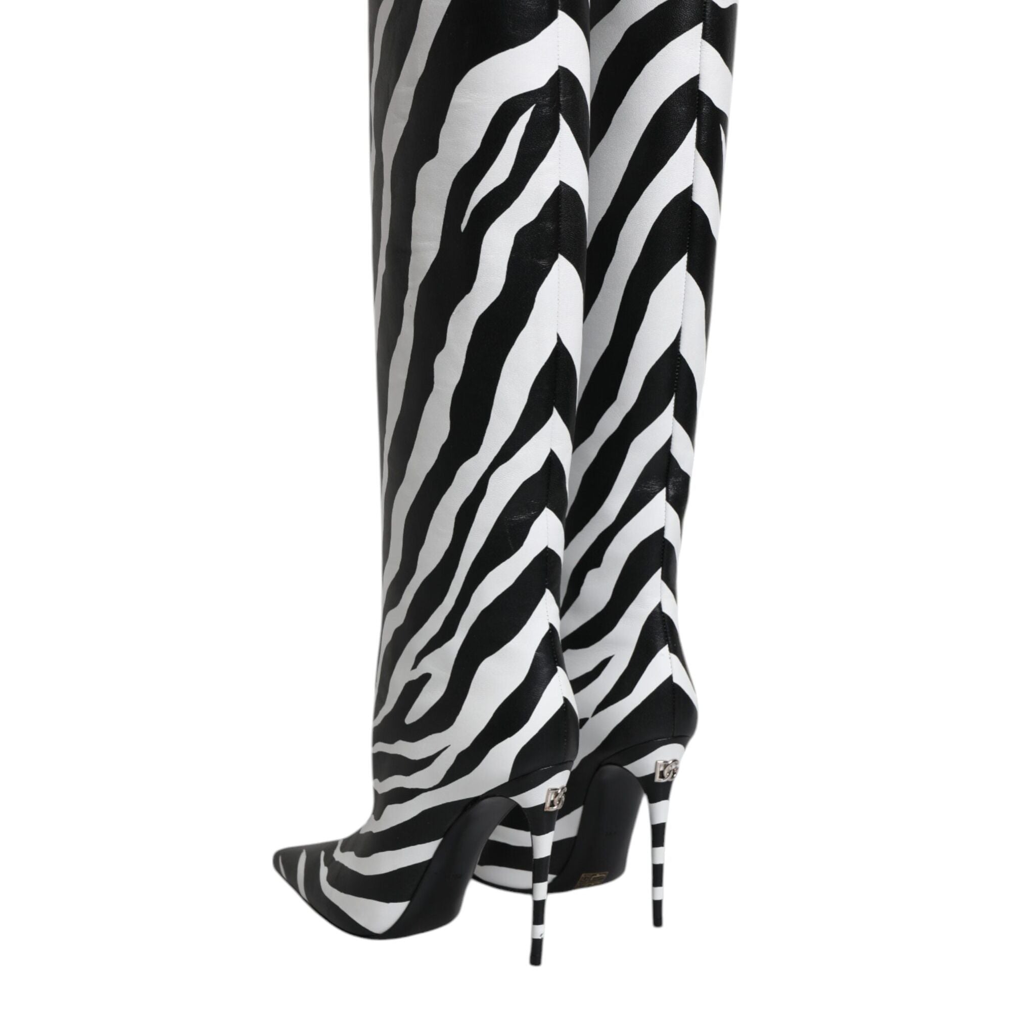 Dolce & Gabbana Black White Zebra Heels High Boots Shoes