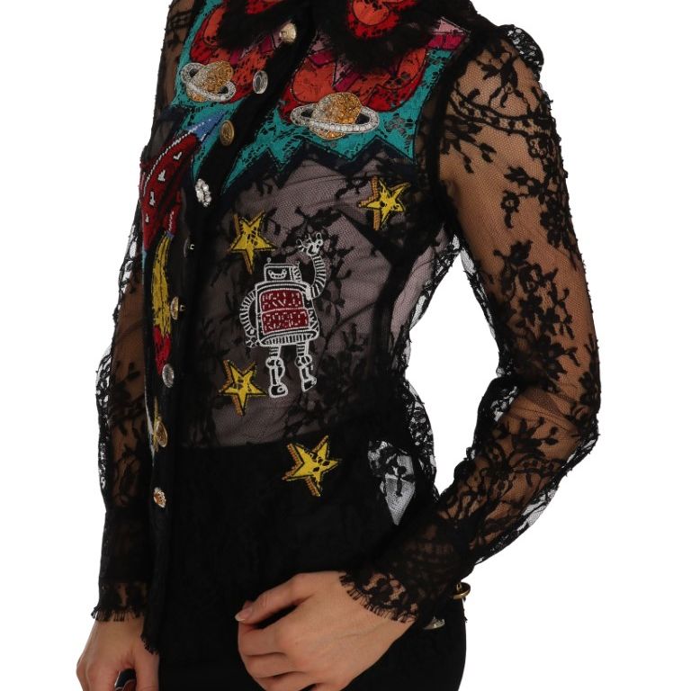 Dolce & Gabbana Black Lace Crystal SPACE Shirt